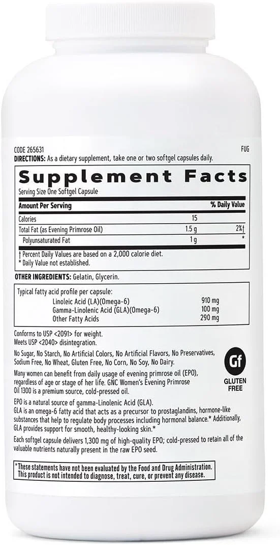 روغن گل مغربی مخصوص بانوان GNC، ۱۳۰۰ میلی‌گرم (۱۸۰ سافت‌ژل)