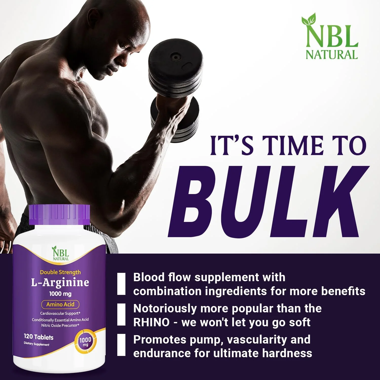 ان بی ال نچرال، ال-آرژنین 1000 میلی گرم، پیش ساز نیتریک اکسید*، آمینو اسید، 120 قرص