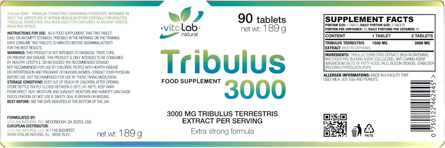 تریبلوس ترستریس برای مردان 3000 میلی گرم قدرت دو برابر 90 عدد ساخت اروپا