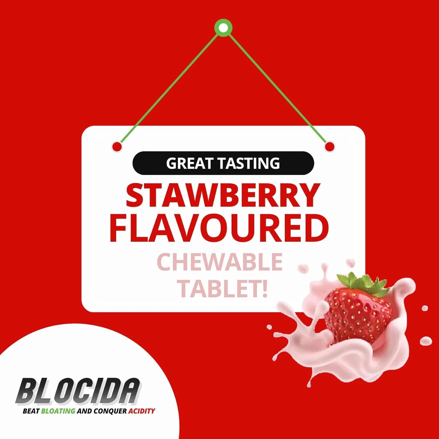 قرص های جویدنی برای تسکین ناراحتی معده، برای نفخ و سوزش سر دل، تسکین سریع گاز، 50 عدد قرص جویدنی با طعم توت فرنگی