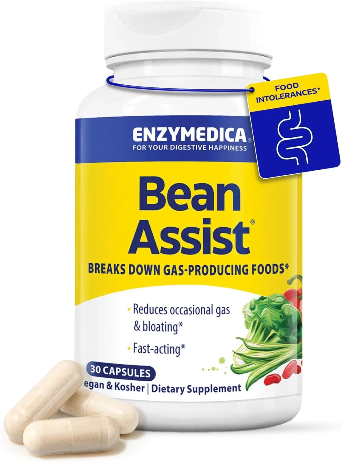 آنزیمدیکا - BeanAssist، برای نفخ، باد و ناراحتی، 30 کپسول