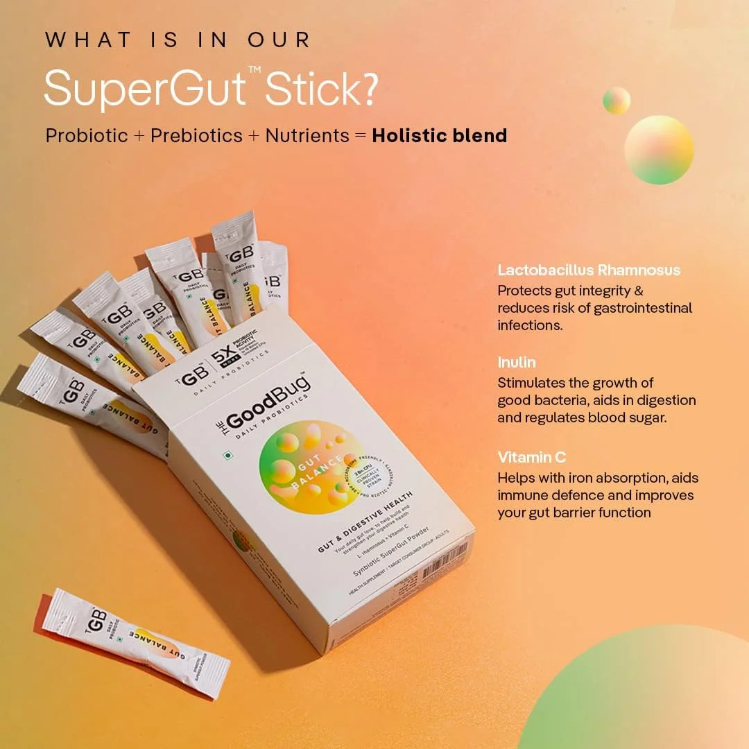 پودر سوپر گات بالانس برای سلامت روده، هضم قوی و ایمنی | پروبیوتیک + اینولین + ویتامین C | برای آقایان و بانوان | 3 میلیارد CFU از سویههای اثبات شده بالینی | بسته 15 روزه پودر سوپر گات بالانس برای سلامت روده، هضم قوی و ایمنی | پروبیوتیک + اینولین + ویتامین C | برای آقایان و بانوان | 3 میلیارد CFU از سویههای اثبات شده بالینی | بسته 15 روزه