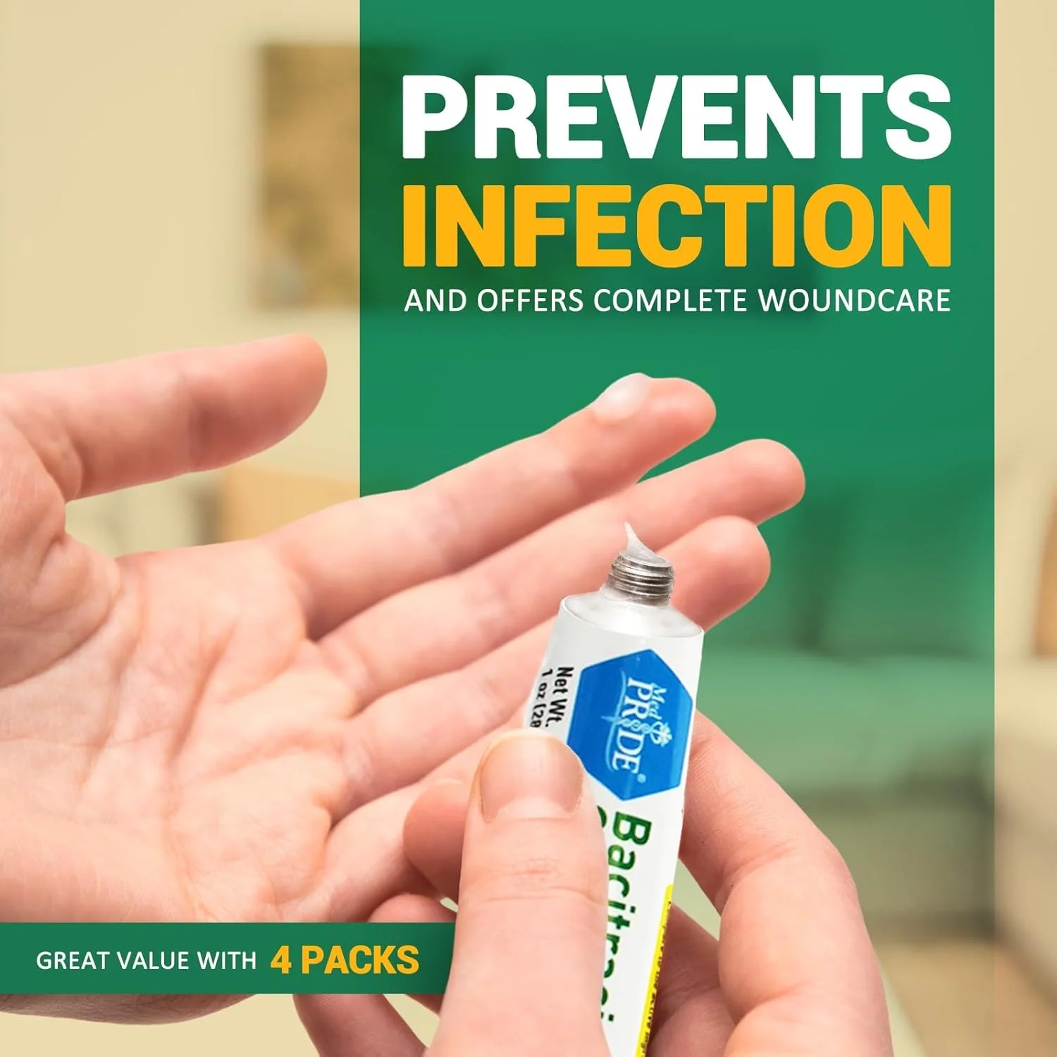 پماد باسیتراسین زینک | لوازم ضروری کمک های اولیه آنتی بیوتیکی برای خانه | تسکین دهنده ساییدگی، اگزما، خارش/خشکی پوست | تیوب 1 اونسی | بسته 4 عددی پماد باسیتراسین زینک | لوازم ضروری کمک های اولیه آنتی بیوتیکی برای خانه | تسکین دهنده ساییدگی، اگزما، خارش/خشکی پوست | تیوب 1 اونسی | بسته 4 عددی