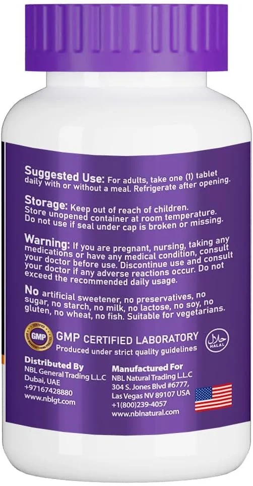 NBL پروبیوتیک طبیعی 100 میلیون، پشتیبانی از سلامت دستگاه گوارش و روده، پروبیوتیک اسیدوفیلوس، 120 قرص