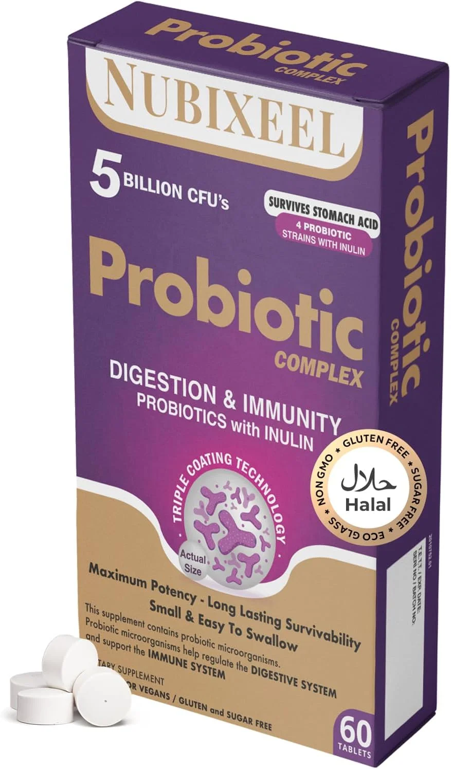 قرص های پروبیوتیک ممتاز - 5 میلیارد CFU با پری بیوتیک ها و لاکتوباسیلوس | پشتیبانی از سلامت دستگاه گوارش، ایمنی و پوست | برای زنان و مردان | فاقد گلوتن | فاقد شکر | دارای گواهی حلال | سلامت روده قرص های پروبیوتیک ممتاز - 5 میلیارد CFU با پری بیوتیک ها و لاکتوباسیلوس | پشتیبانی از سلامت دستگاه گوارش، ایمنی و پوست | برای زنان و مردان | فاقد گلوتن | فاقد شکر | دارای گواهی حلال | سلامت روده