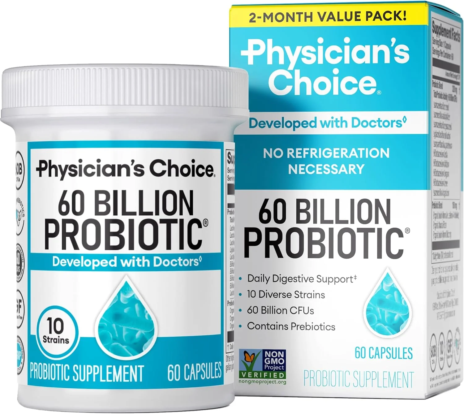 پروبیوتیک 60 میلیارد CFU Physician's CHOICE - 10 سویه + پریبیوتیکهای ارگانیک - سلامت سیستم ایمنی، گوارش و روده - پشتیبانی از یبوست، اسهال، نفخ و باد شکم - برای زنان و مردان - 60 عدد پروبیوتیک 60 میلیارد CFU Physician's CHOICE - 10 سویه + پریبیوتیکهای ارگانیک - سلامت سیستم ایمنی، گوارش و روده - پشتیبانی از یبوست، اسهال، نفخ و باد شکم - برای زنان و مردان - 60 عدد
