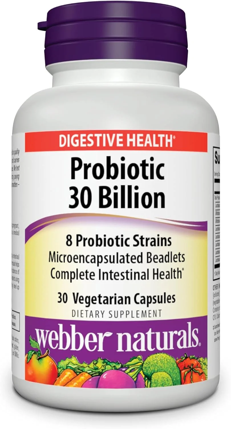 پروبیوتیک 30 میلیارد واحدی Webber Naturals، برای آقایان، بانوان و بزرگسالان، ماندگاری بالا (بدون نیاز به یخچال)، 8 سویه پروبیوتیکی، 30 کپسول گیاهی، برای سلامت دستگاه گوارش پروبیوتیک 30 میلیارد واحدی Webber Naturals، برای آقایان، بانوان و بزرگسالان، ماندگاری بالا (بدون نیاز به یخچال)، 8 سویه پروبیوتیکی، 30 کپسول گیاهی، برای سلامت دستگاه گوارش