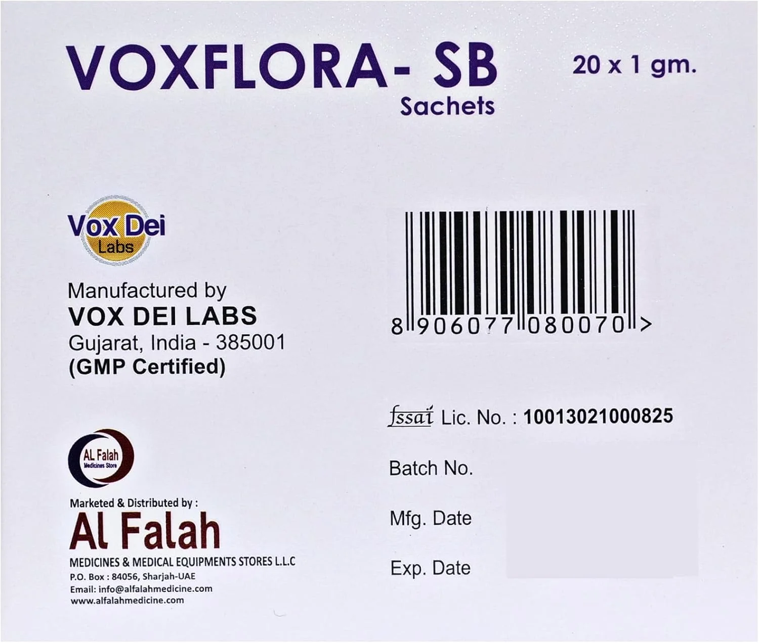 ساشه های VOXFLORA-SB - پری-پروبیوتیک به همراه زینک برای سلامت روده و دستگاه گوارش - لاکتوباسیلوس، بیفیدوباکتریوم، ساکارومایسس بولاردی، FOS - 20 ساشه