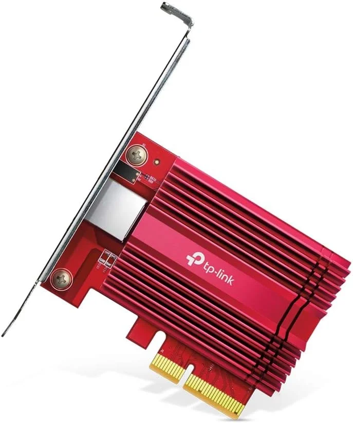 آداپتور شبکه 10 گیگابیتی PCI Express تی پی-لینک، کابل اترنت CAT6A، براکت های کم ارتفاع و تمام ارتفاع، پشتیبانی از ویندوز 11/10/8.1/8/7، سرورهای ویندوز 2019/2016/2012 R2، لینوکس (TX401)