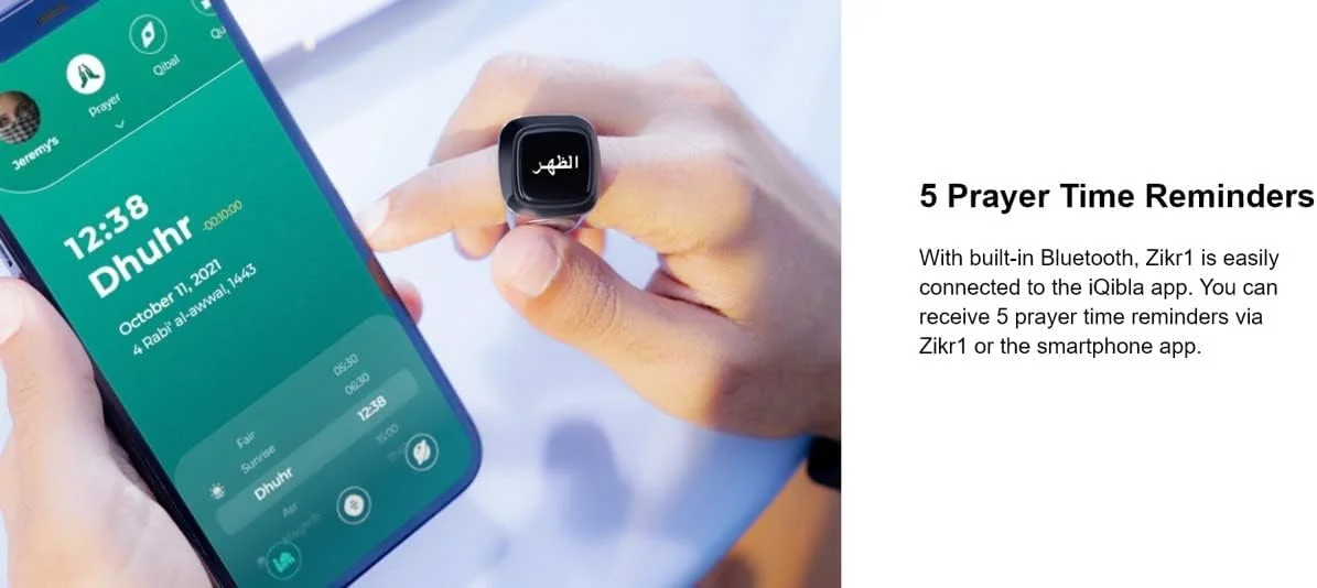 انگشتر هوشمند تسبیح شمار iQIBLA Umeox مدل MO2pro، یادآوری زمان نماز، نمایشگر OLED، ضدآب - خاکستری فضایی 22mm انگشتر هوشمند تسبیح شمار iQIBLA Umeox مدل MO2pro، یادآوری زمان نماز، نمایشگر OLED، ضدآب - خاکستری فضایی 22mm