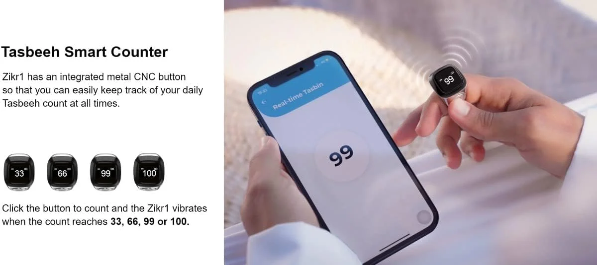 انگشتر هوشمند تسبیح شمار iQIBLA Umeox مدل MO2pro، یادآوری زمان نماز، نمایشگر OLED، ضدآب - خاکستری فضایی 22mm انگشتر هوشمند تسبیح شمار iQIBLA Umeox مدل MO2pro، یادآوری زمان نماز، نمایشگر OLED، ضدآب - خاکستری فضایی 22mm