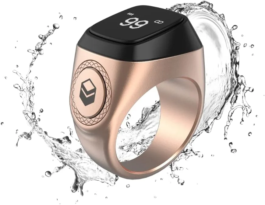 حلقه ذکر هوشمند iQIBLA مدل M0218Rg، جنس آلومینیوم، رنگ رزگلد، سایز 18 میلی‌متر