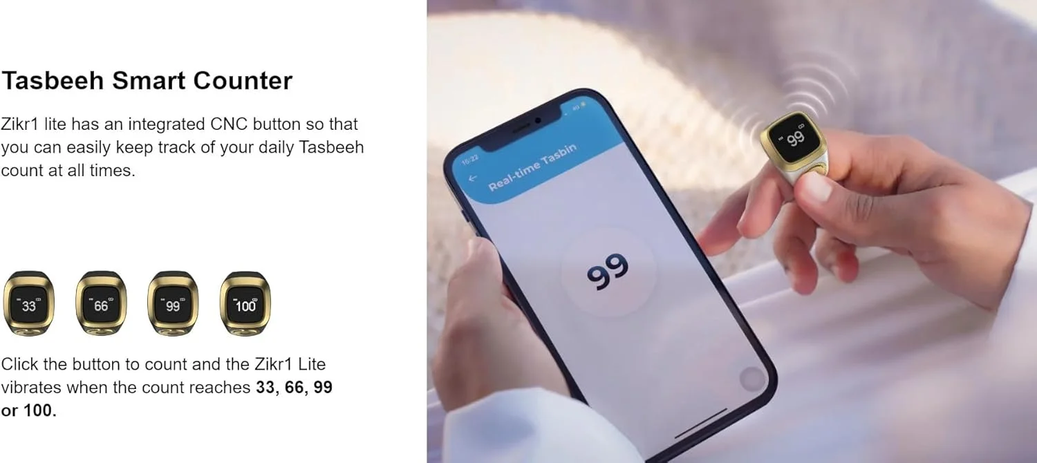 انگشتر هوشمند تسبیح ذکر Iqibla، یادآوری زمان نماز مسلمانان، نمایشگر OLED، شمارنده تسبیح، انگشتر هوشمند، فناوری پوشیدنی، ضد آب سفید 20 میلی متر، E0120Wh