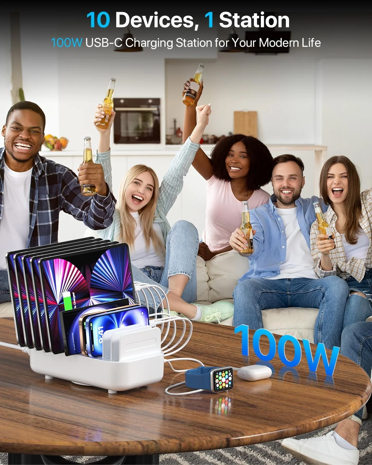 ایستگاه شارژ چندگانه USB C SooPii، ایستگاه شارژ سریع 10 پورت Type C 100 واتی برای دستگاه های متعدد با جداکننده های قابل تنظیم، سازمان دهنده شارژر سازگار با تلفن، تبلت، کیندل و غیره (سفید) ایستگاه شارژ چندگانه USB C SooPii، ایستگاه شارژ سریع 10 پورت Type C 100 واتی برای دستگاه های متعدد با جداکننده های قابل تنظیم، سازمان دهنده شارژر سازگار با تلفن، تبلت، کیندل و غیره (سفید)