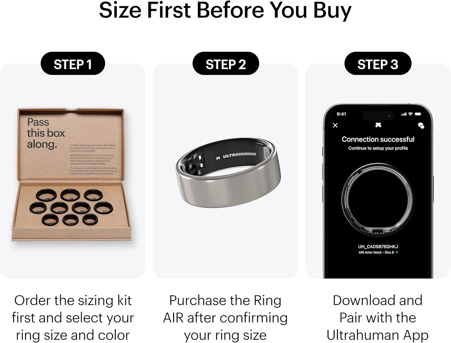 حلقه هوشمند سلامتی Ultrahuman Ring AIR، ابتدا سایز را با کیت سایزبندی Ultrahuman مشخص کنید، ردیاب خواب، حلقه هوشمند برای آقایان/خانم ها، ردیاب تناسب اندام حلقه هوشمند سلامتی Ultrahuman Ring AIR، ابتدا سایز را با کیت سایزبندی Ultrahuman مشخص کنید، ردیاب خواب، حلقه هوشمند برای آقایان/خانم ها، ردیاب تناسب اندام