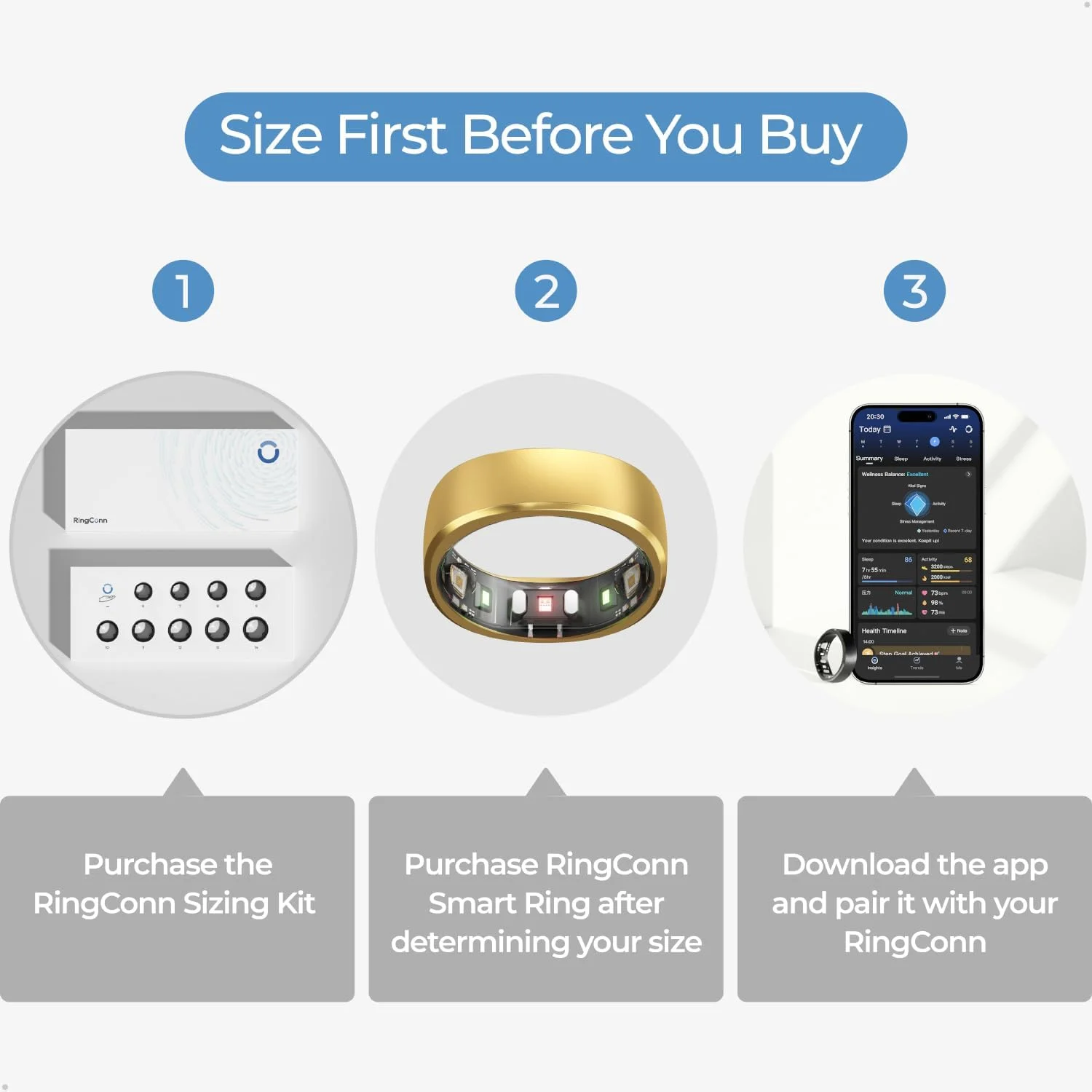 حلقه هوشمند تیتانیومی Ringconn طلایی سایز 11 حلقه هوشمند تیتانیومی Ringconn طلایی سایز 11