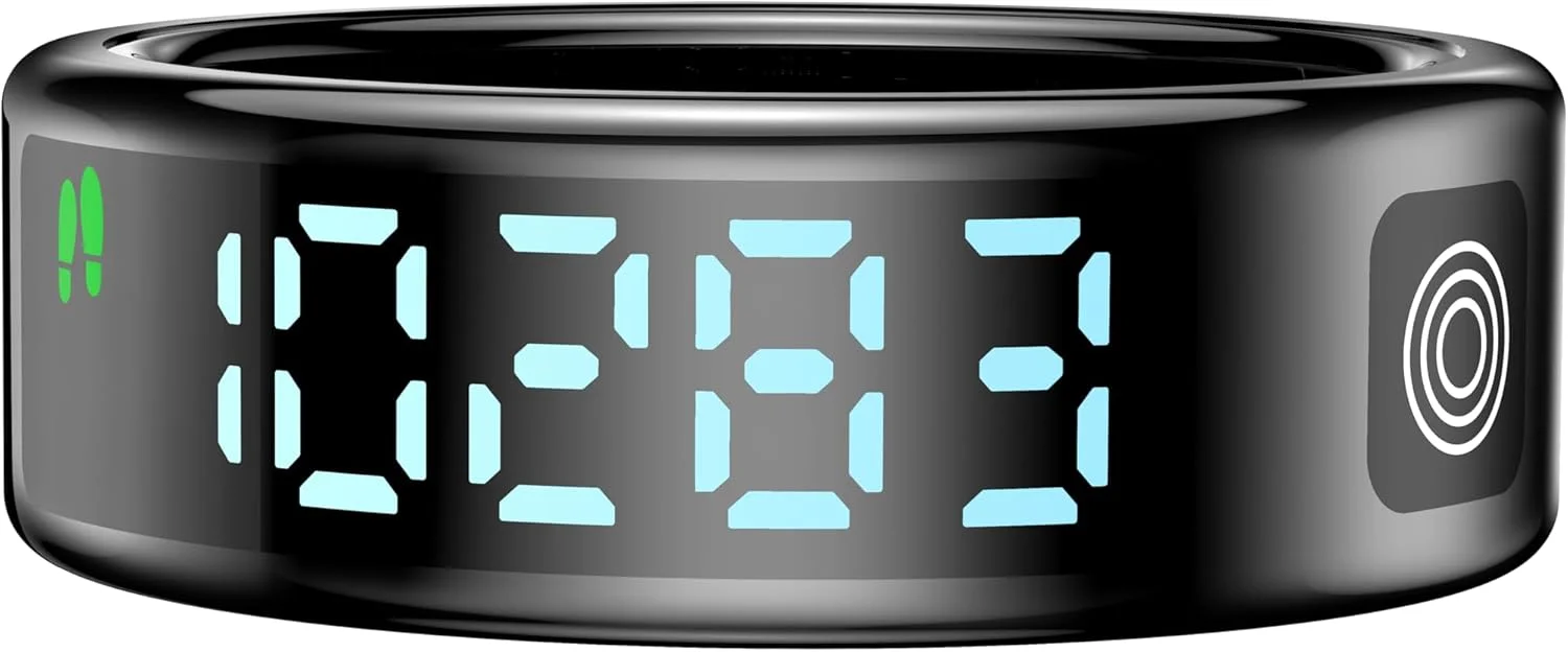 حلقه هوشمند Porodo FitSync، مشکی (سایز 10) - ردیاب پیشرفته سلامتی و تناسب اندام با ضربان قلب، SpO2، مانیتور خواب، ضد آب IP68 و صفحه نمایش لمسی حلقه هوشمند Porodo FitSync، مشکی (سایز 10) - ردیاب پیشرفته سلامتی و تناسب اندام با ضربان قلب، SpO2، مانیتور خواب، ضد آب IP68 و صفحه نمایش لمسی