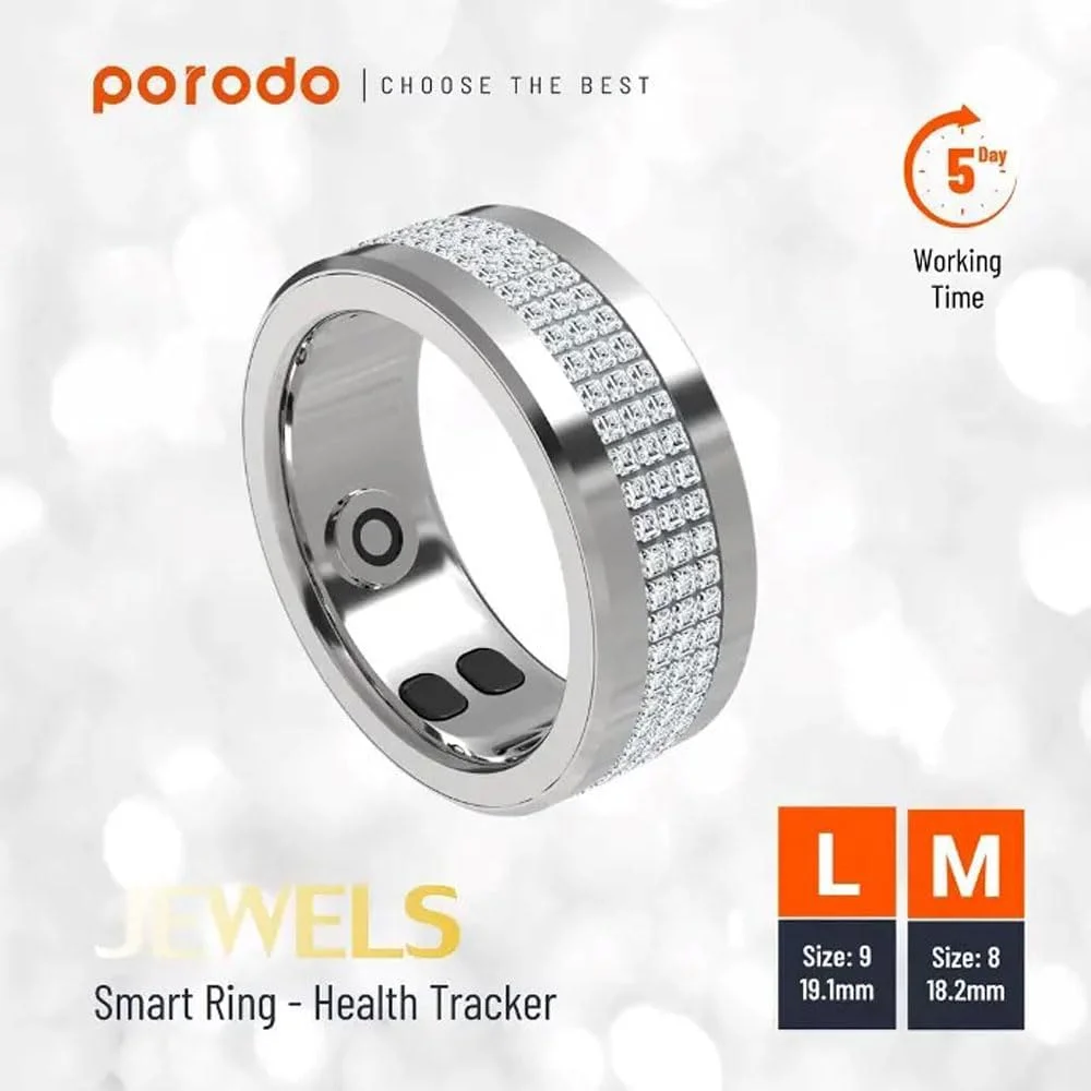 حلقه هوشمند ردیاب سلامتی جواهری پورودو 18.2 میلیمتر، 5 روز زمان کارکرد، حالت ورزشی، پایش خواب، ضربان قلب و دمای بدن، شمارشگر کالری، اکسیژن خون، چرخه قاعدگی - نقرهای حلقه هوشمند ردیاب سلامتی جواهری پورودو 18.2 میلیمتر، 5 روز زمان کارکرد، حالت ورزشی، پایش خواب، ضربان قلب و دمای بدن، شمارشگر کالری، اکسیژن خون، چرخه قاعدگی - نقرهای