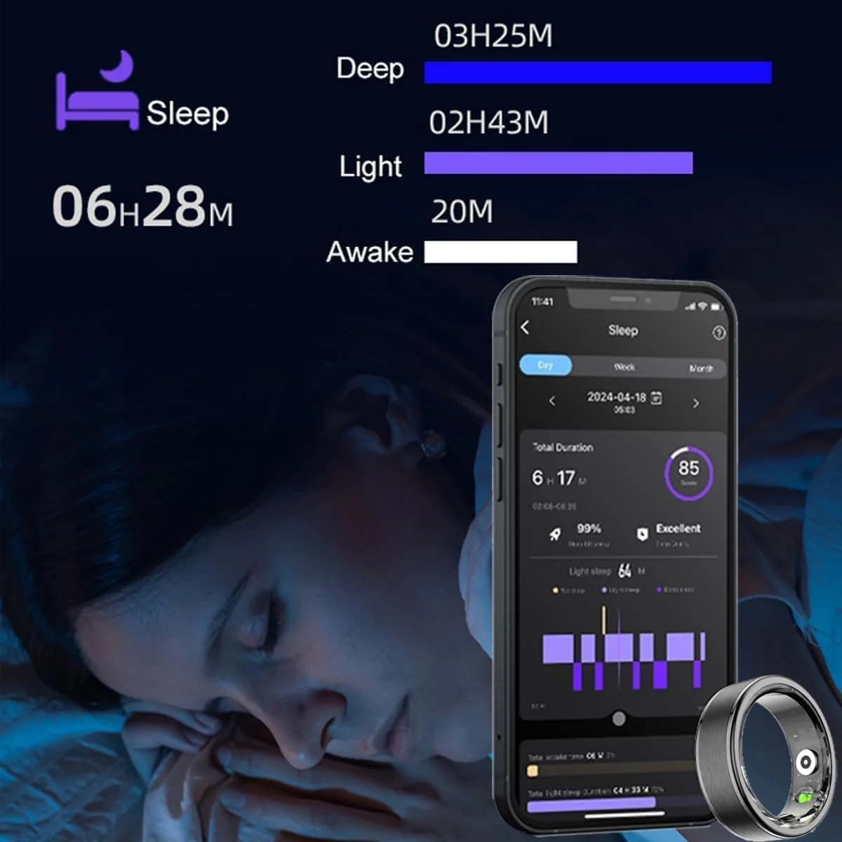 حلقه هوشمند برای زنان و مردان، حلقه تناسب اندام با قابلیت پایش ضربان قلب و ردیابی خواب، گام شمار کالری شمار حالت ورزشی، حلقه ورزشی ضد آب 5ATM مناسب برای iOS و Android حلقه هوشمند برای زنان و مردان، حلقه تناسب اندام با قابلیت پایش ضربان قلب و ردیابی خواب، گام شمار کالری شمار حالت ورزشی، حلقه ورزشی ضد آب 5ATM مناسب برای iOS و Android