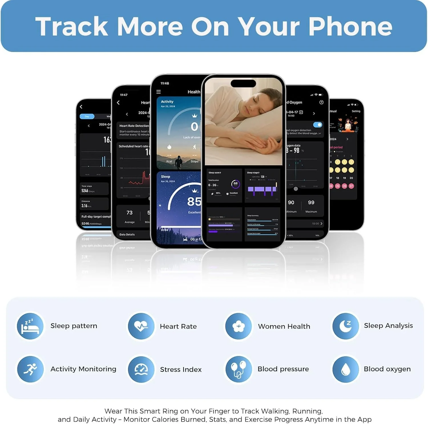 حلقه هوشمند با هشدارهای فوری و کنترل حرکتی، ردیاب خواب و حلقه تناسب اندام برای شمارش قدم و ضربان قلب، ضد آب IP68، طلایی شماره 12 حلقه هوشمند با هشدارهای فوری و کنترل حرکتی، ردیاب خواب و حلقه تناسب اندام برای شمارش قدم و ضربان قلب، ضد آب IP68، طلایی شماره 12