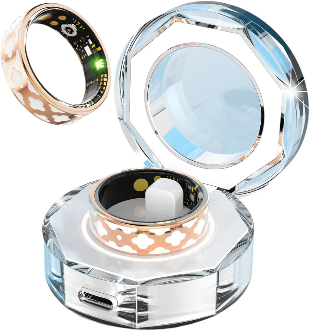 حلقه سلامتی KASTWAVE، حلقه ورزشی با طرح گل میناکاری شده 17.3 میلیمتری به همراه جعبه شارژ، حلقه ردیابی تناسب اندام ضد آب IP68 با قابلیت پایش ضربان قلب، پایش اکسیژن خون، ردیابی خواب، عکاسی از راه دور حلقه سلامتی KASTWAVE، حلقه ورزشی با طرح گل میناکاری شده 17.3 میلیمتری به همراه جعبه شارژ، حلقه ردیابی تناسب اندام ضد آب IP68 با قابلیت پایش ضربان قلب، پایش اکسیژن خون، ردیابی خواب، عکاسی از راه دور