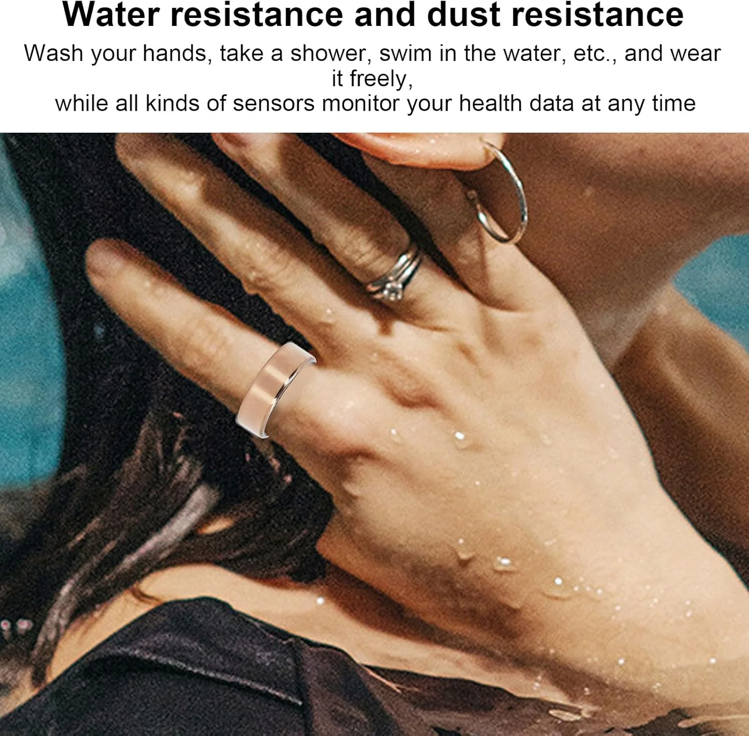 حلقه هوشمند برای زنان و مردان، ردیاب سلامتی حلقه هوشمند، حلقه های سلامتی، گام شمار، حلقه ردیاب فعالیت تناسب اندام با کابل شارژ