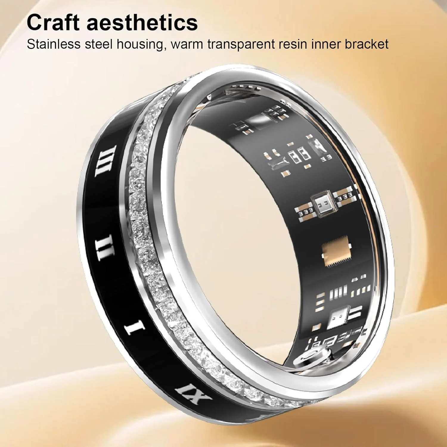 حلقه هوشمند ارتقا یافته برای مردان، ردیاب تناسب اندام برای زنان، گام شمار، شارژ مغناطیسی، حلقه تناسب اندام برای خانه، فعالیت های خارج از منزل برای iOS، نقره ای (8) حلقه هوشمند ارتقا یافته برای مردان، ردیاب تناسب اندام برای زنان، گام شمار، شارژ مغناطیسی، حلقه تناسب اندام برای خانه، فعالیت های خارج از منزل برای iOS، نقره ای (8)