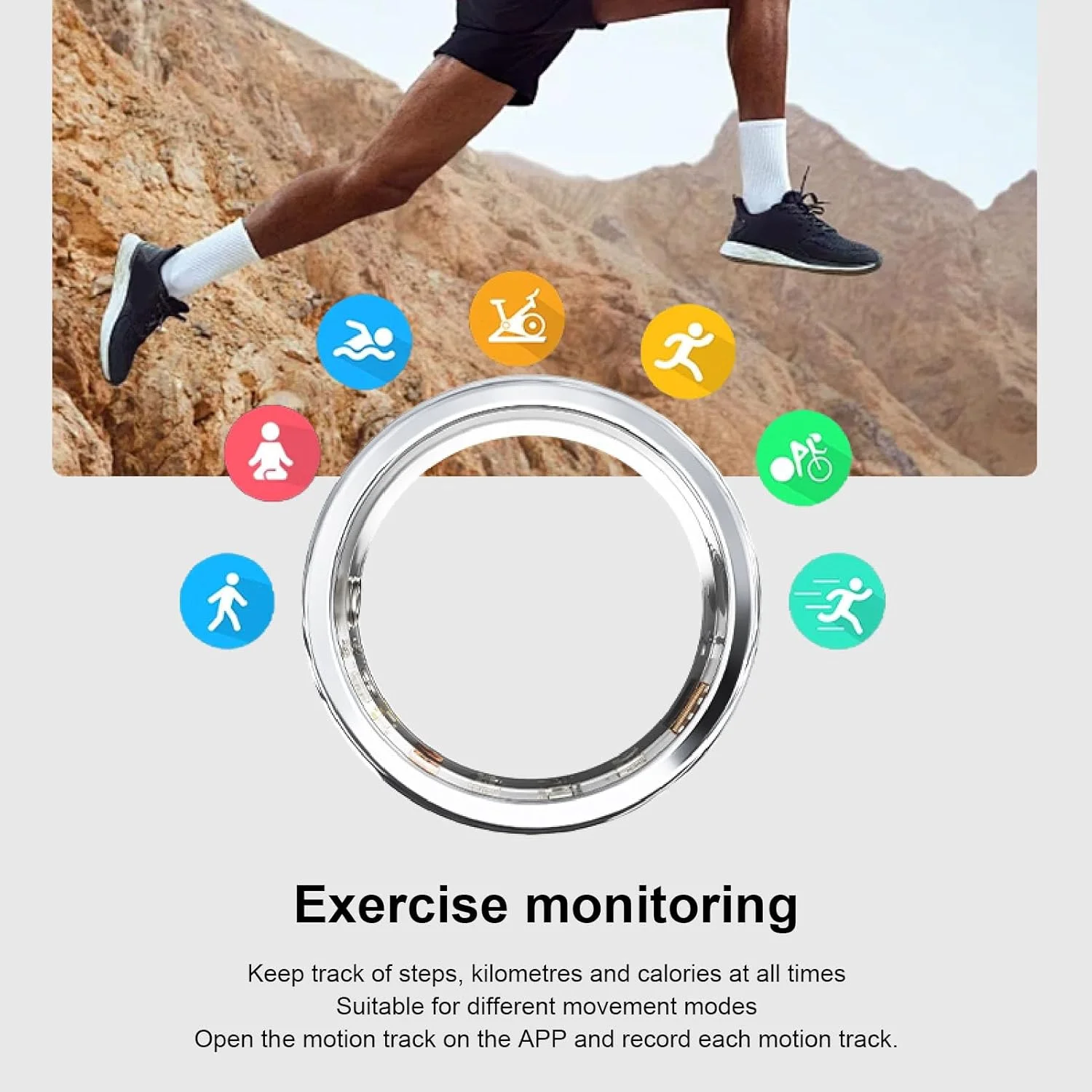 حلقه هوشمند ارتقا یافته برای مردان، ردیاب تناسب اندام برای زنان، گام شمار، شارژ مغناطیسی، حلقه تناسب اندام برای خانه، فعالیت های خارج از منزل برای iOS، نقره ای (8) حلقه هوشمند ارتقا یافته برای مردان، ردیاب تناسب اندام برای زنان، گام شمار، شارژ مغناطیسی، حلقه تناسب اندام برای خانه، فعالیت های خارج از منزل برای iOS، نقره ای (8)