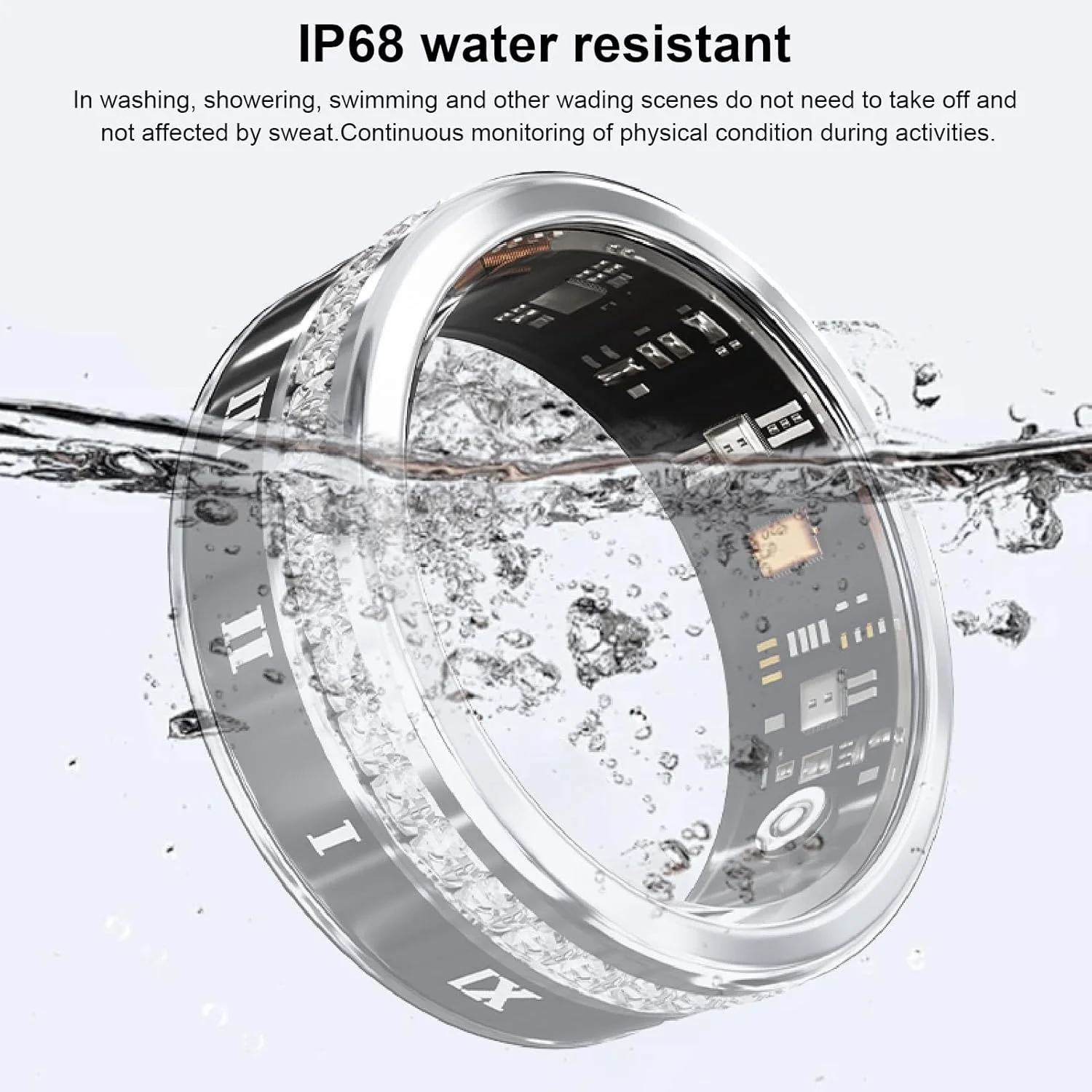 حلقه هوشمند ارتقا یافته برای مردان، ردیاب تناسب اندام برای زنان، گام شمار، شارژ مغناطیسی، حلقه تناسب اندام برای خانه، فعالیت های خارج از منزل برای iOS، نقره ای (8) حلقه هوشمند ارتقا یافته برای مردان، ردیاب تناسب اندام برای زنان، گام شمار، شارژ مغناطیسی، حلقه تناسب اندام برای خانه، فعالیت های خارج از منزل برای iOS، نقره ای (8)