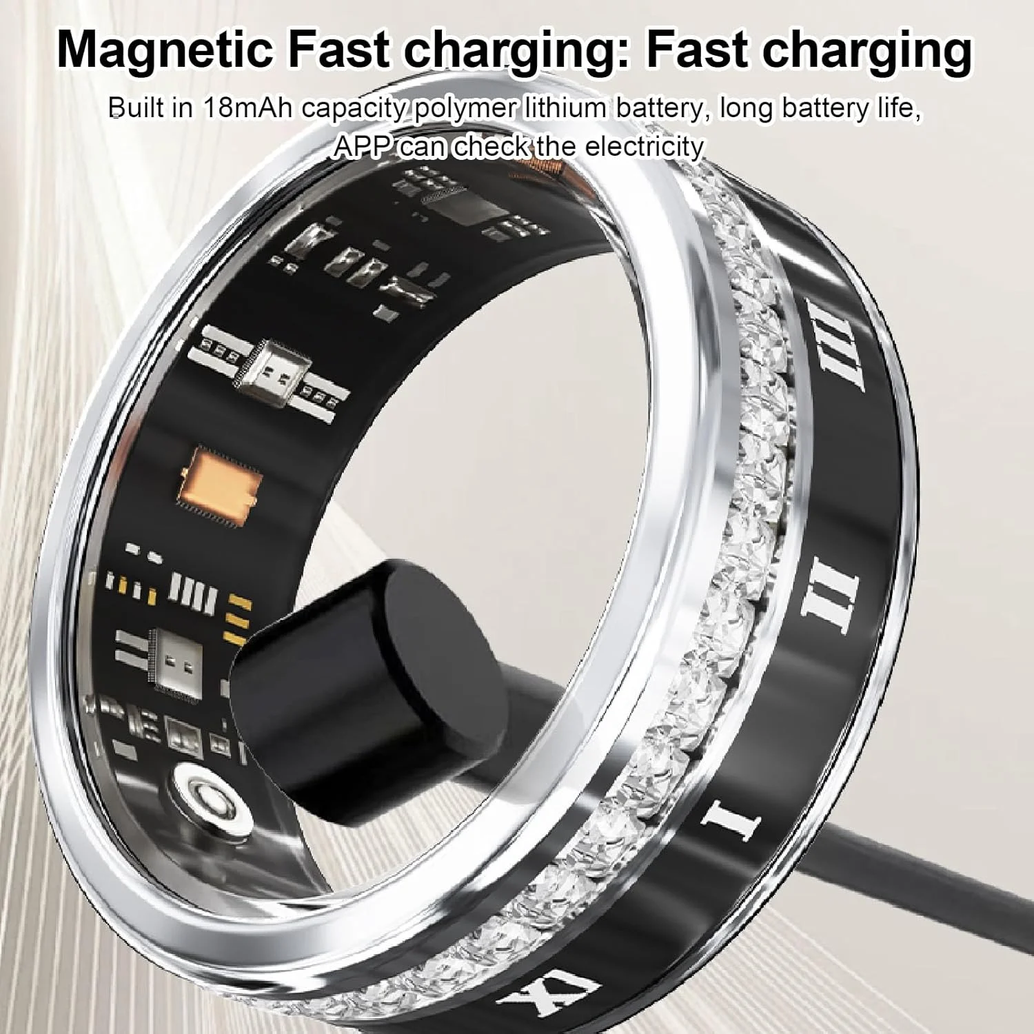 حلقه هوشمند ارتقا یافته برای مردان، ردیاب تناسب اندام برای زنان، گام شمار، شارژ مغناطیسی، حلقه تناسب اندام برای خانه، فعالیت های خارج از منزل برای iOS، نقره ای (8) حلقه هوشمند ارتقا یافته برای مردان، ردیاب تناسب اندام برای زنان، گام شمار، شارژ مغناطیسی، حلقه تناسب اندام برای خانه، فعالیت های خارج از منزل برای iOS، نقره ای (8)