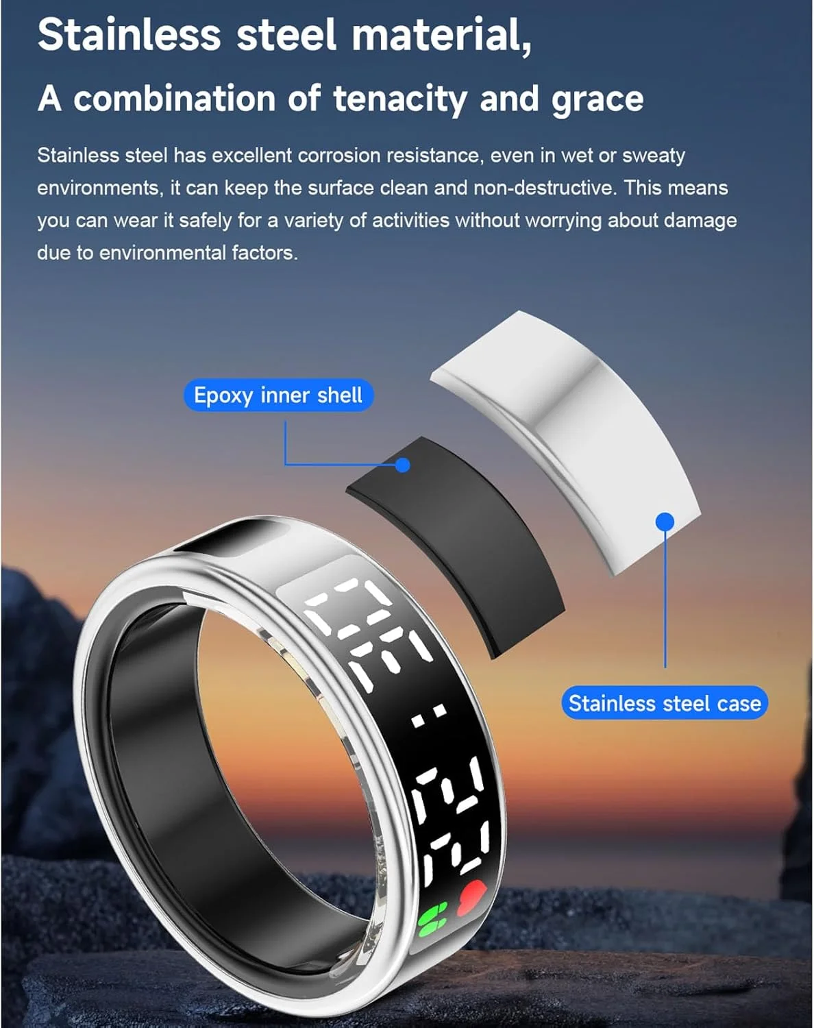 حلقه هوشمند Bewinner با نمایشگر LED، حلقه هوشمند ردیابی تناسب اندام، حلقه ضد آب IP68 با کنترل حرکات، مدت زمان تمرین و شمارش گام ها با نظارت لحظه ای (شماره 13) حلقه هوشمند Bewinner با نمایشگر LED، حلقه هوشمند ردیابی تناسب اندام، حلقه ضد آب IP68 با کنترل حرکات، مدت زمان تمرین و شمارش گام ها با نظارت لحظه ای (شماره 13)