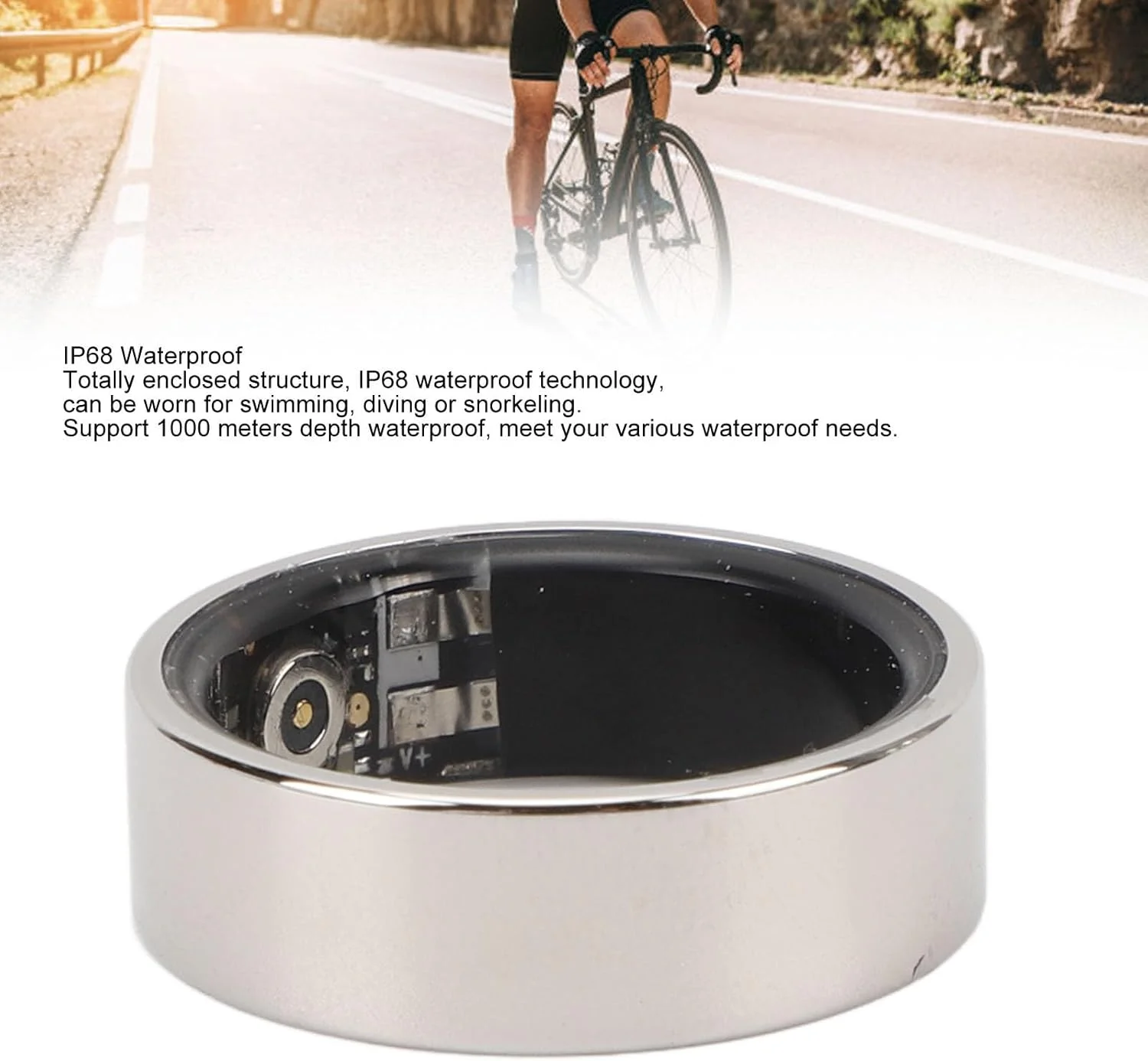 حلقه هوشمند Annadue ردیاب تناسب اندام، حلقه خواب و تناسب اندام، حلقه سرامیکی ضد آب از جنس استنلس استیل IP68 گام شمار بلوتوث برای مردان و زنان