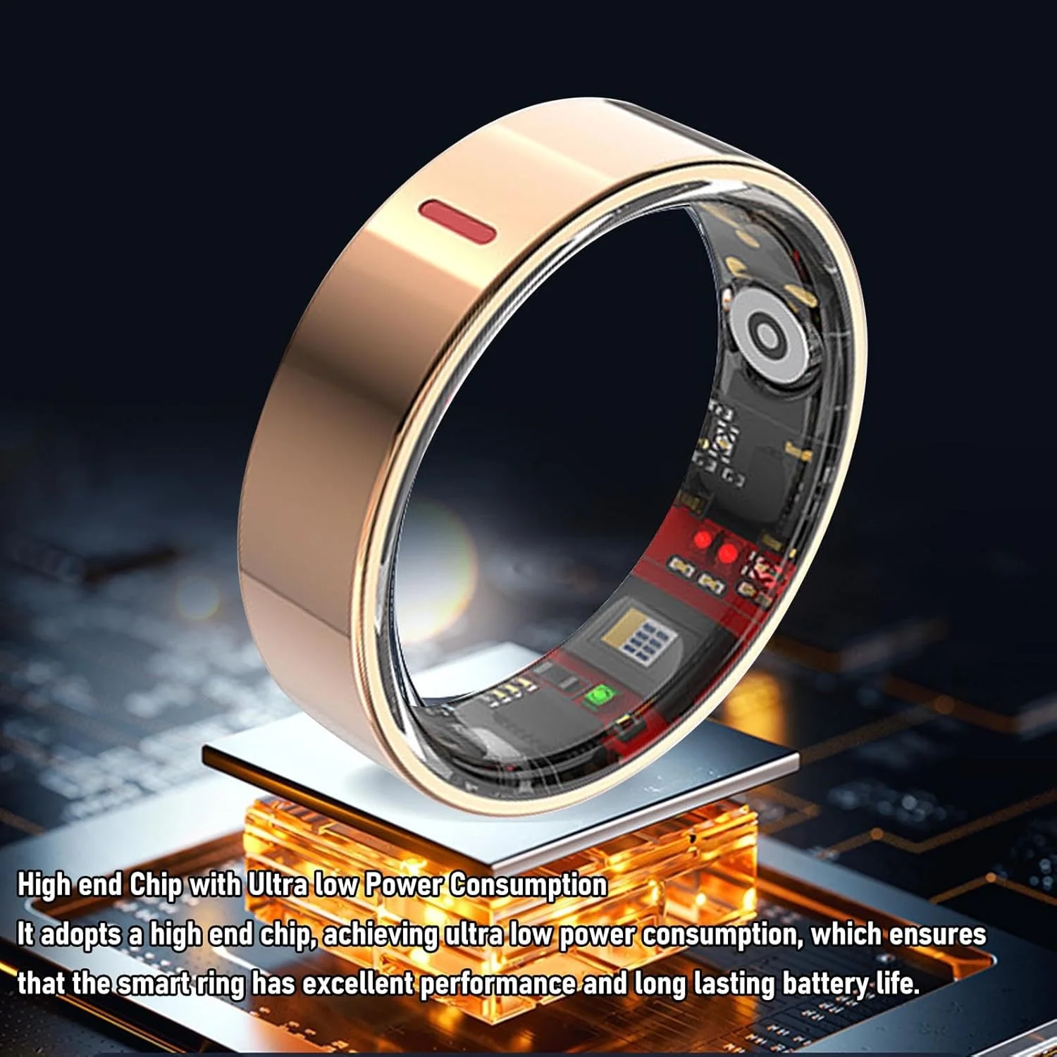 حلقه هوشمند تناسب اندام Annadue با کاور، ردیاب سلامتی با نظارت بر ورزش، شمارش گام، کنترل حرکات، حلقه های سلامتی برای مردان و زنان (سایز 13)