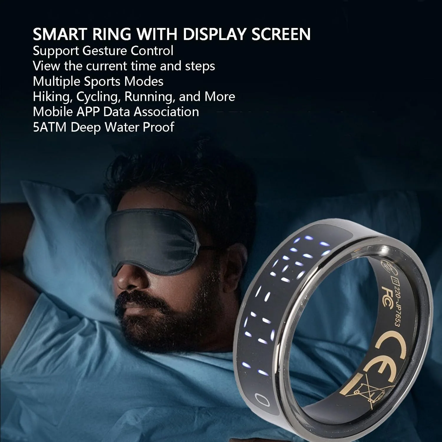 حلقه هوشمند Annadue برای زنان و مردان، حلقه ردیاب تناسب اندام با قابلیت نظارت بر ورزش، شمارش گام و کنترل حرکات (13 ID: 23.3mm / 0.92in، محیط: 70-73mm)