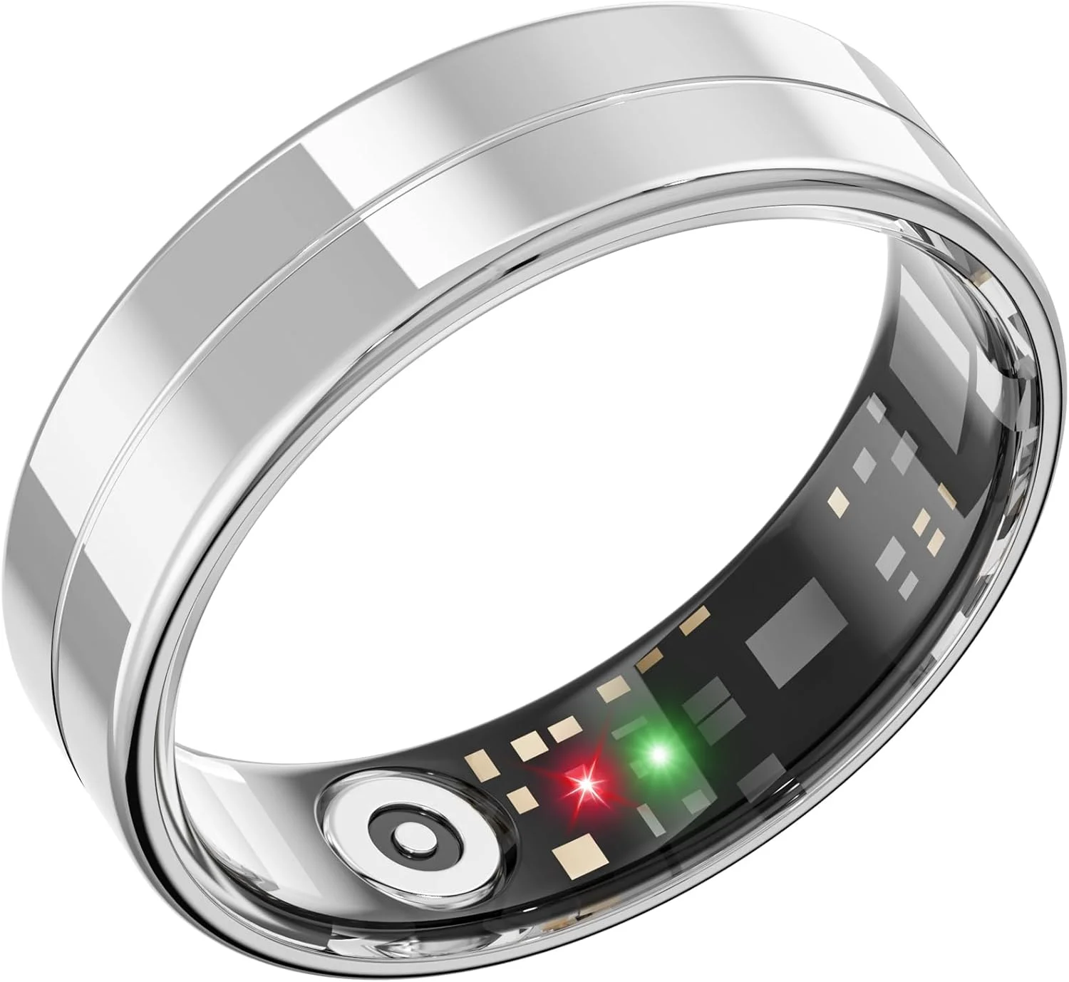 انگشتر هوشمند فوق العاده نازک 2025، پایش 24 ساعته ضربان قلب، SpO2، خواب، دمای بدن و غیره. انگشتر برای مردان و زنان، بدون هزینه اشتراک، اندروید و iOS (نقره ای سایز 10)