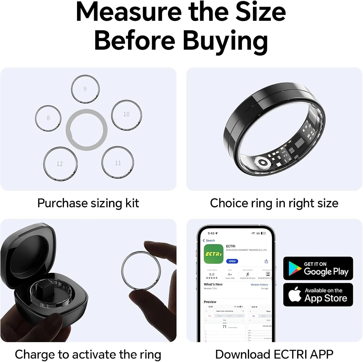 حلقه هوشمند مینگتاون ردیاب سلامتی، ضربان قلب، اکسیژن خون، خواب، دمای بدن و غیره را به طور خودکار و 24 ساعته ردیابی می کند. حلقه برای مردان و زنان، بدون هزینه اشتراک، اندروید و iOS
