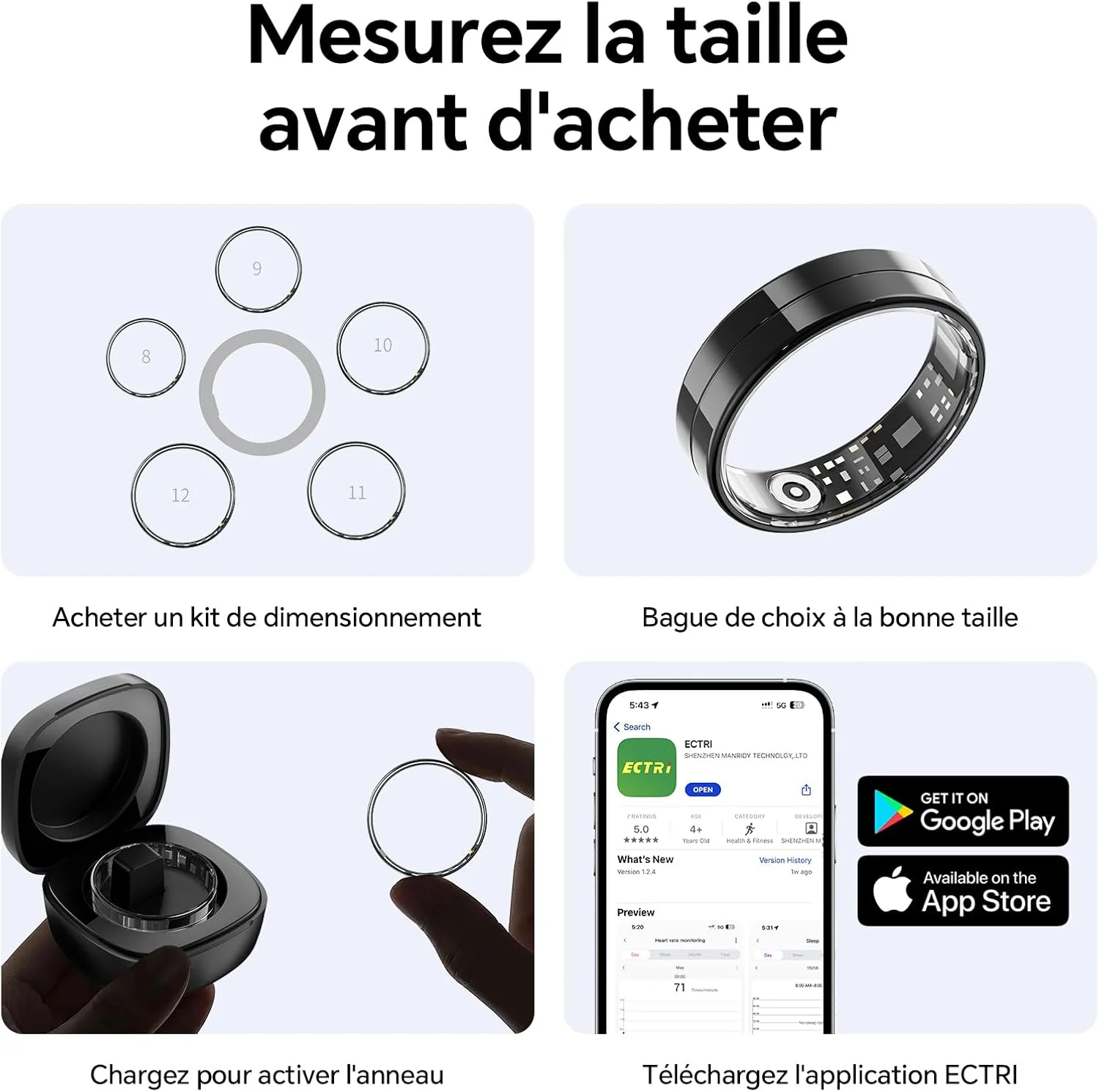 انگشتر هوشمند فوق باریک جدید 2025، پایش 24 ساعته ضربان قلب، SpO2، خواب، دمای بدن و غیره. انگشتر برای مردان و زنان، بدون هزینه اشتراک، اندروید و iOS (نقره ای سایز 11)