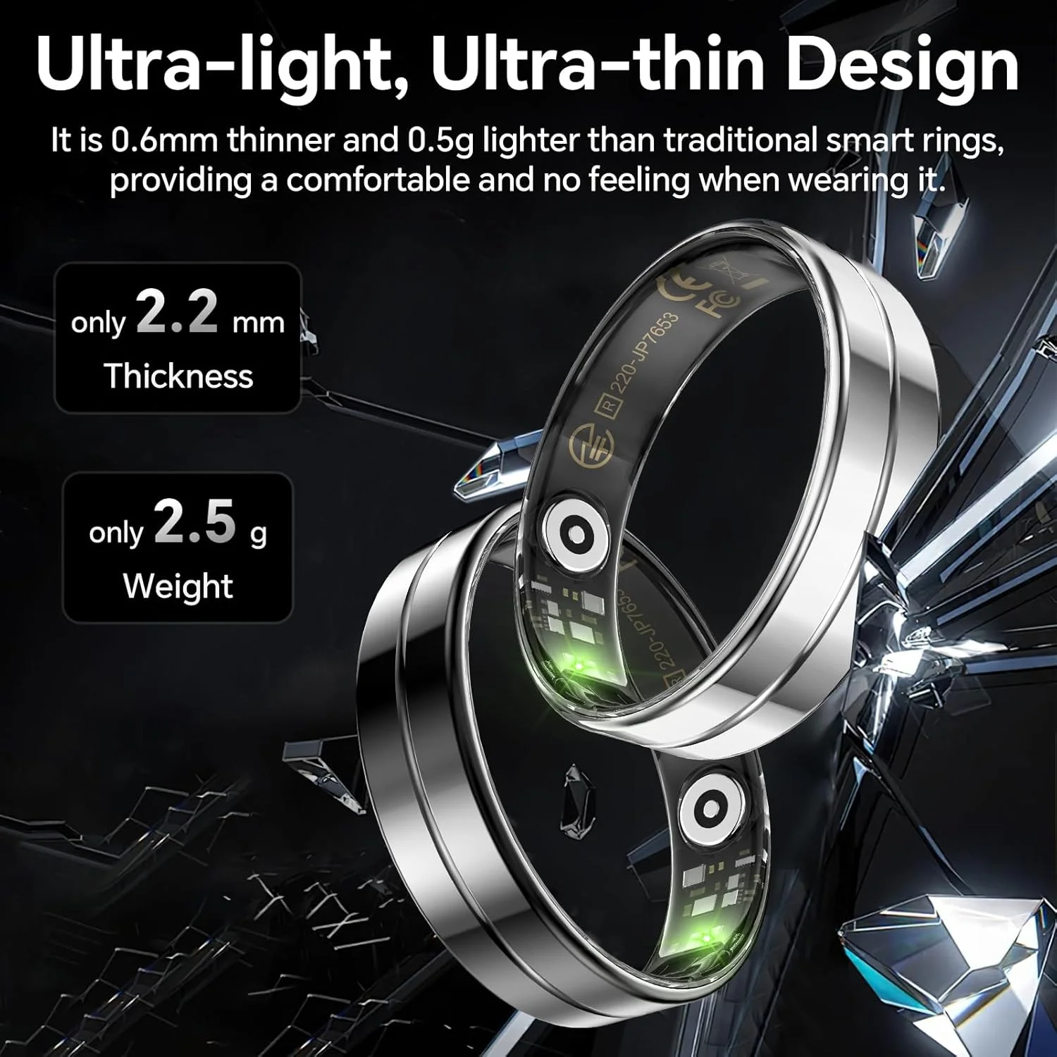 حلقه هوشمند مینگتاون ردیاب سلامتی، ضربان قلب، اکسیژن خون، خواب، دمای بدن و غیره را به طور خودکار و 24 ساعته ردیابی می کند. حلقه برای مردان و زنان، بدون هزینه اشتراک، اندروید و iOS