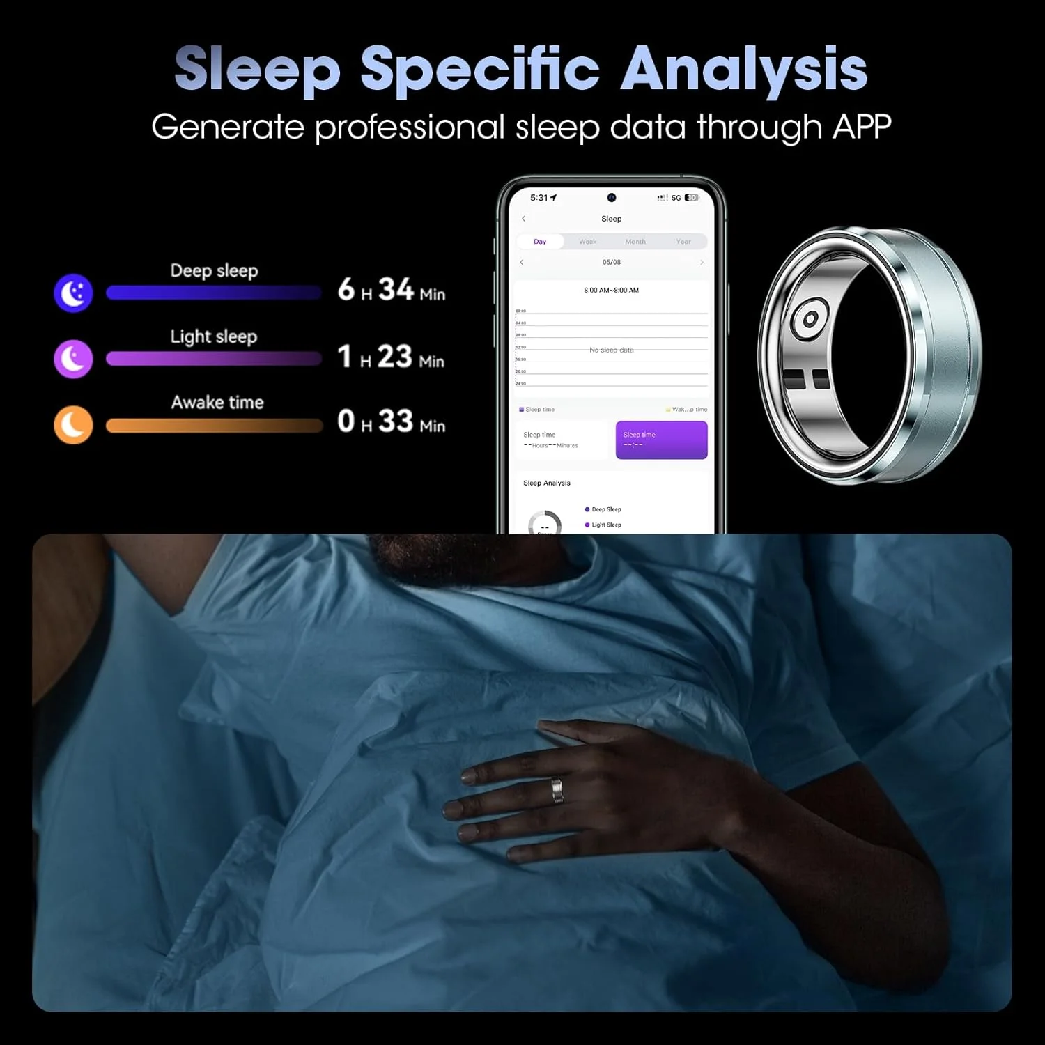 انگشتر هوشمند مناسب آقایان و بانوان - ردیاب سلامتی و تناسب اندام با بلوتوث ضدآب IP68 و پایش خواب، مناسب مهمانی، کار، سفر نقره ای سایز 11 انگشتر هوشمند مناسب آقایان و بانوان - ردیاب سلامتی و تناسب اندام با بلوتوث ضدآب IP68 و پایش خواب، مناسب مهمانی، کار، سفر نقره ای سایز 11