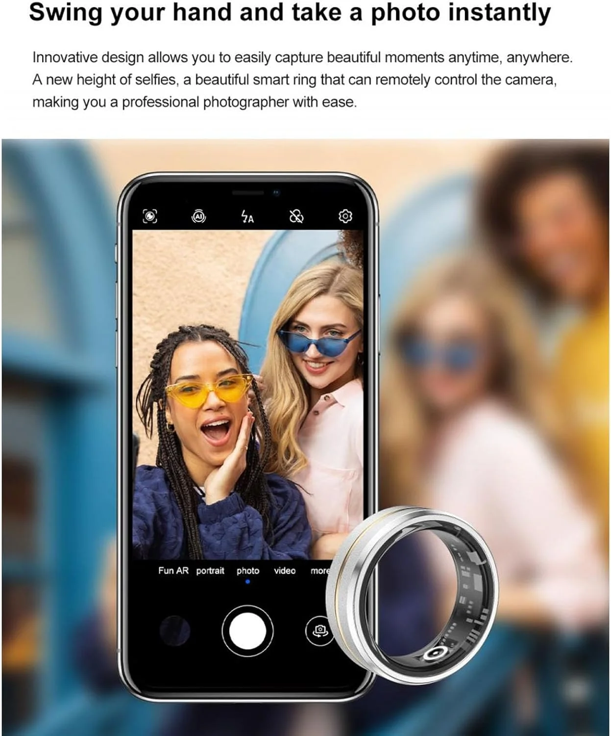 حلقه هوشمند سلامتی، حلقه هوشمند با ردیاب تناسب اندام، پایش خواب، حلقه تناسب اندام ضد آب IP68 بلوتوث، گام شمار قابل شارژ