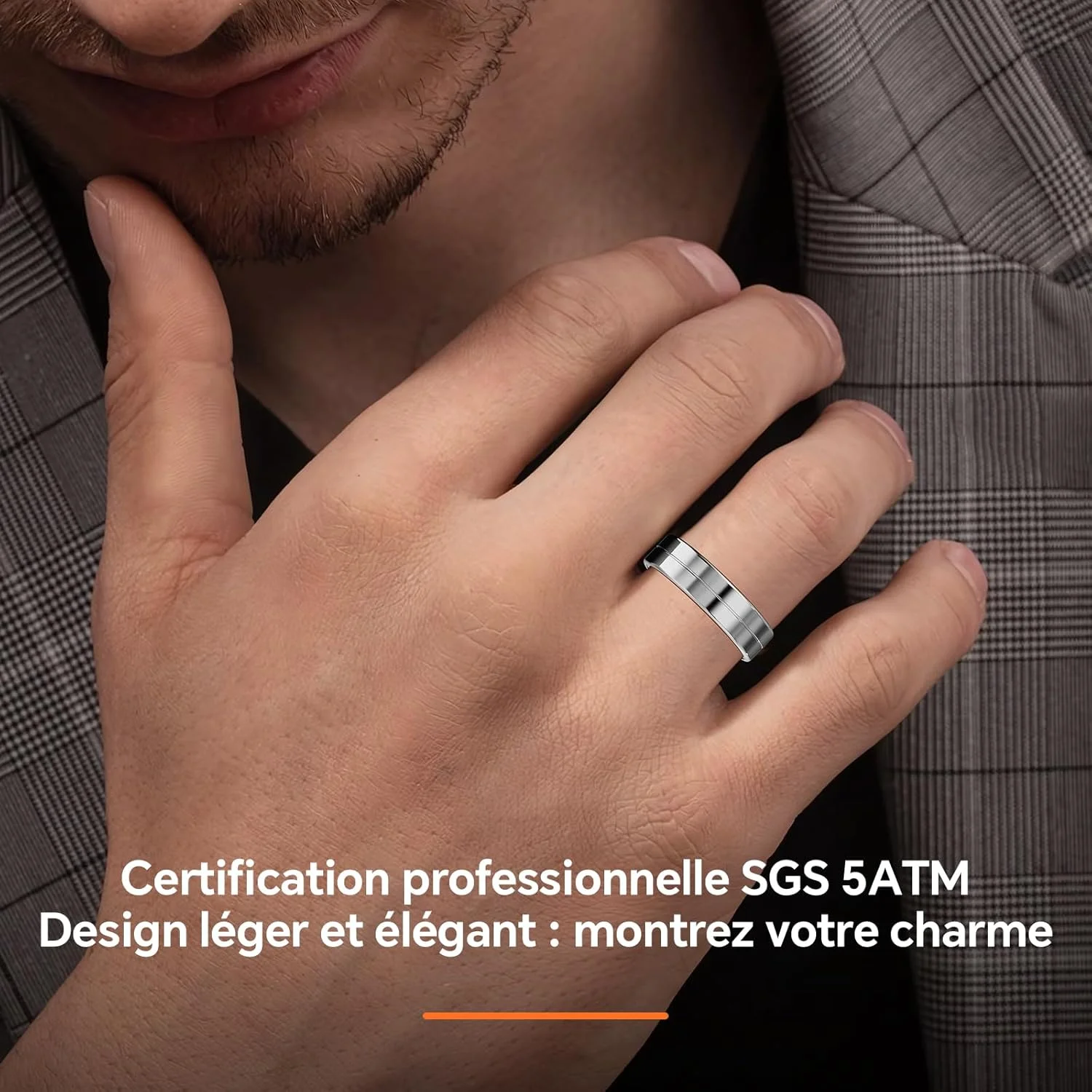 انگشتر هوشمند فوق العاده نازک 2025، پایش 24 ساعته ضربان قلب، SpO2، خواب، دمای بدن و غیره. انگشتر برای مردان و زنان، بدون هزینه اشتراک، اندروید و iOS (نقره ای سایز 10)