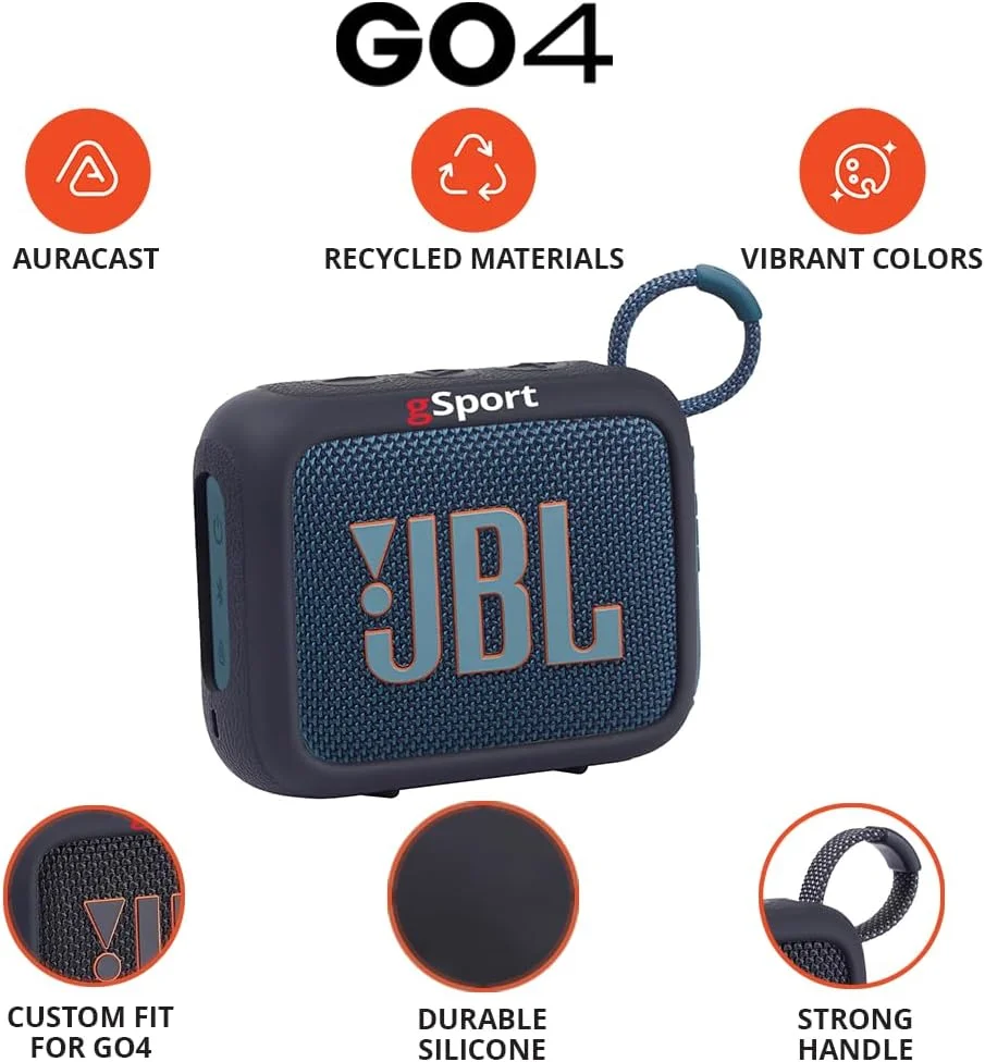 اسپیکر بلوتوثی فوق قابل حمل JBL GO 4 به همراه کاور سیلیکونی gSport (آبی)