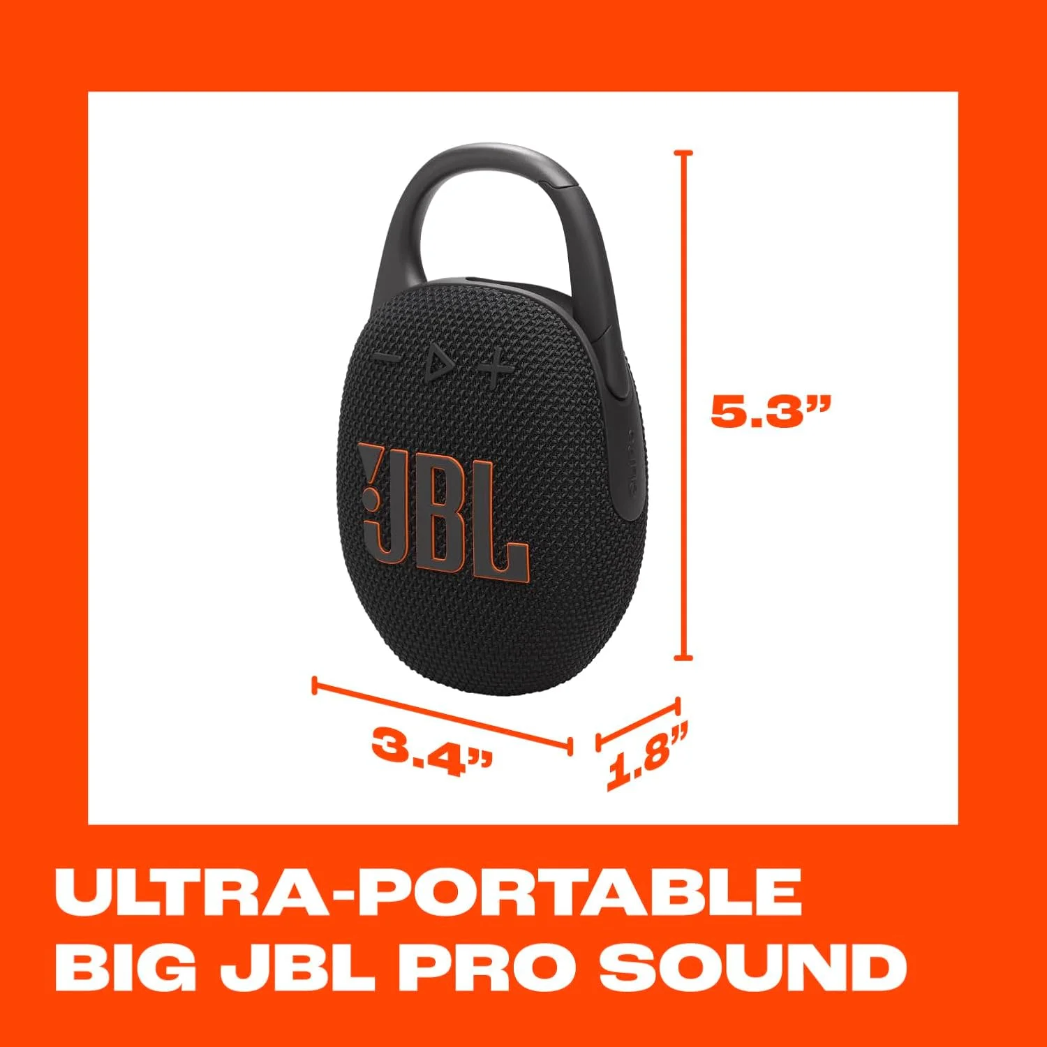 اسپیکر بلوتوثی فوق قابل حمل JBL Clip 5، ضد آب و ضد گرد و غبار، صدای حرفه ای بزرگ با بیس قوی، دارای گیره کارابین یکپارچه، تا 12 ساعت پخش، ساخته شده با مواد بازیافتی (مشکی) اسپیکر بلوتوثی فوق قابل حمل JBL Clip 5، ضد آب و ضد گرد و غبار، صدای حرفه ای بزرگ با بیس قوی، دارای گیره کارابین یکپارچه، تا 12 ساعت پخش، ساخته شده با مواد بازیافتی (مشکی)