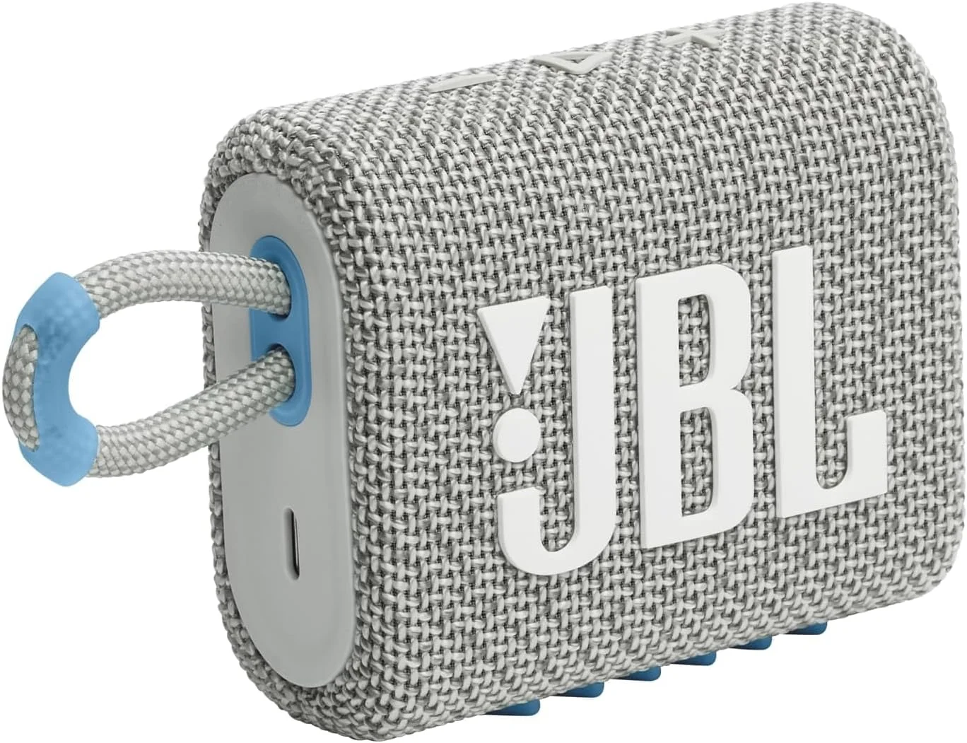 اسپیکر بلوتوثی فوق العاده قابل حمل بی سیم JBL Go 3 ECO، صدای حرفه ای، ضد آب، Type C (بدون میکروفون، سفید)