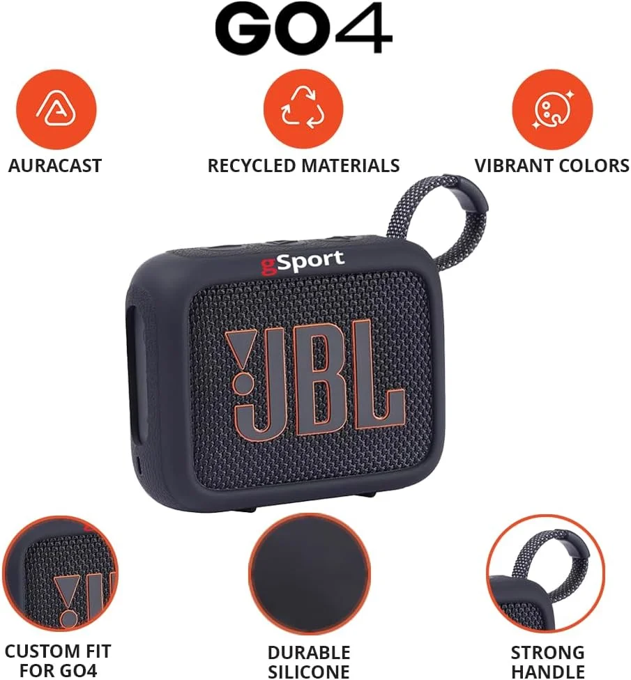 اسپیکر بلوتوثی فوق قابل حمل JBL GO 4 به همراه کاور سیلیکونی gSport (مشکی)