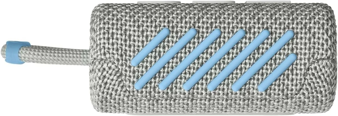 اسپیکر بلوتوثی فوق العاده قابل حمل بی سیم JBL Go 3 ECO، صدای حرفه ای، ضد آب، Type C (بدون میکروفون، سفید)