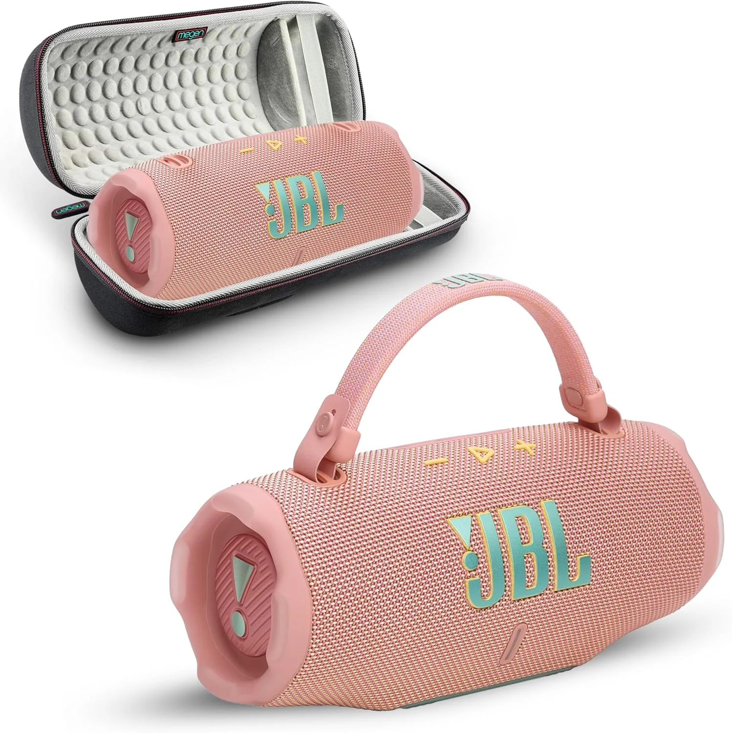 اسپیکر بلوتوثی قابل حمل Charge 6 | ضد آب IP68، ضد گرد و غبار و ضد ضربه، صدای بی سیم در فضای باز | 28 ساعت پخش مداوم به همراه کیف محافظ هارد شل Megen (صورتی) اسپیکر بلوتوثی قابل حمل Charge 6 | ضد آب IP68، ضد گرد و غبار و ضد ضربه، صدای بی سیم در فضای باز | 28 ساعت پخش مداوم به همراه کیف محافظ هارد شل Megen (صورتی)