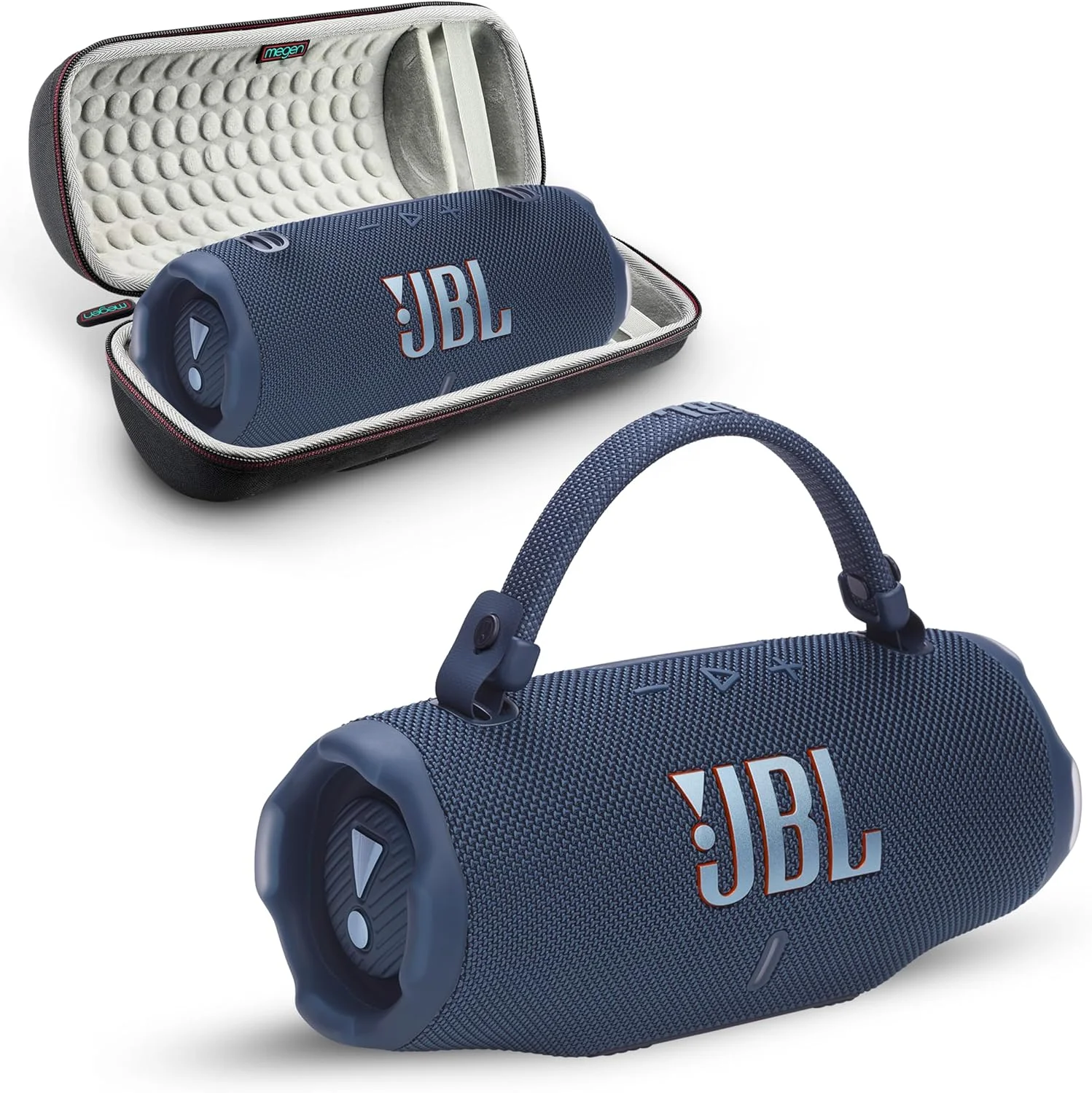 اسپیکر بلوتوث قابل حمل Charge 6 | ضد آب IP68، ضد گرد و غبار و ضد ضربه، صدای بی سیم در فضای باز | 28 ساعت پخش مداوم به همراه کیف محافظ سخت Megen (آبی) اسپیکر بلوتوث قابل حمل Charge 6 | ضد آب IP68، ضد گرد و غبار و ضد ضربه، صدای بی سیم در فضای باز | 28 ساعت پخش مداوم به همراه کیف محافظ سخت Megen (آبی)
