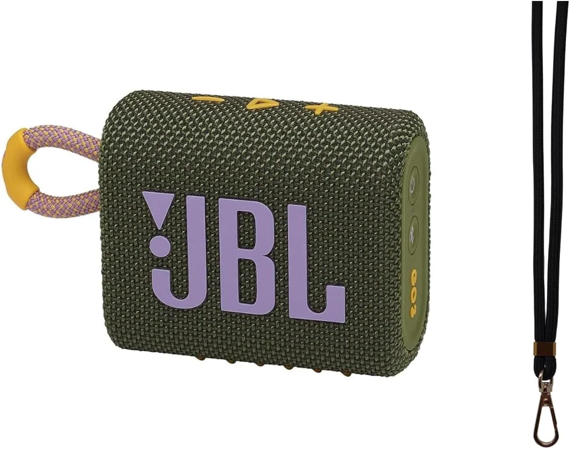 اسپیکر بلوتوثی قابل حمل ضد آب JBL Go 3، سبز - فوق العاده جمع و جور، طراحی جسورانه، ضد آب و گرد و غبار IP67، 5 ساعت پخش، صدای حرفه ای + بند بادوام