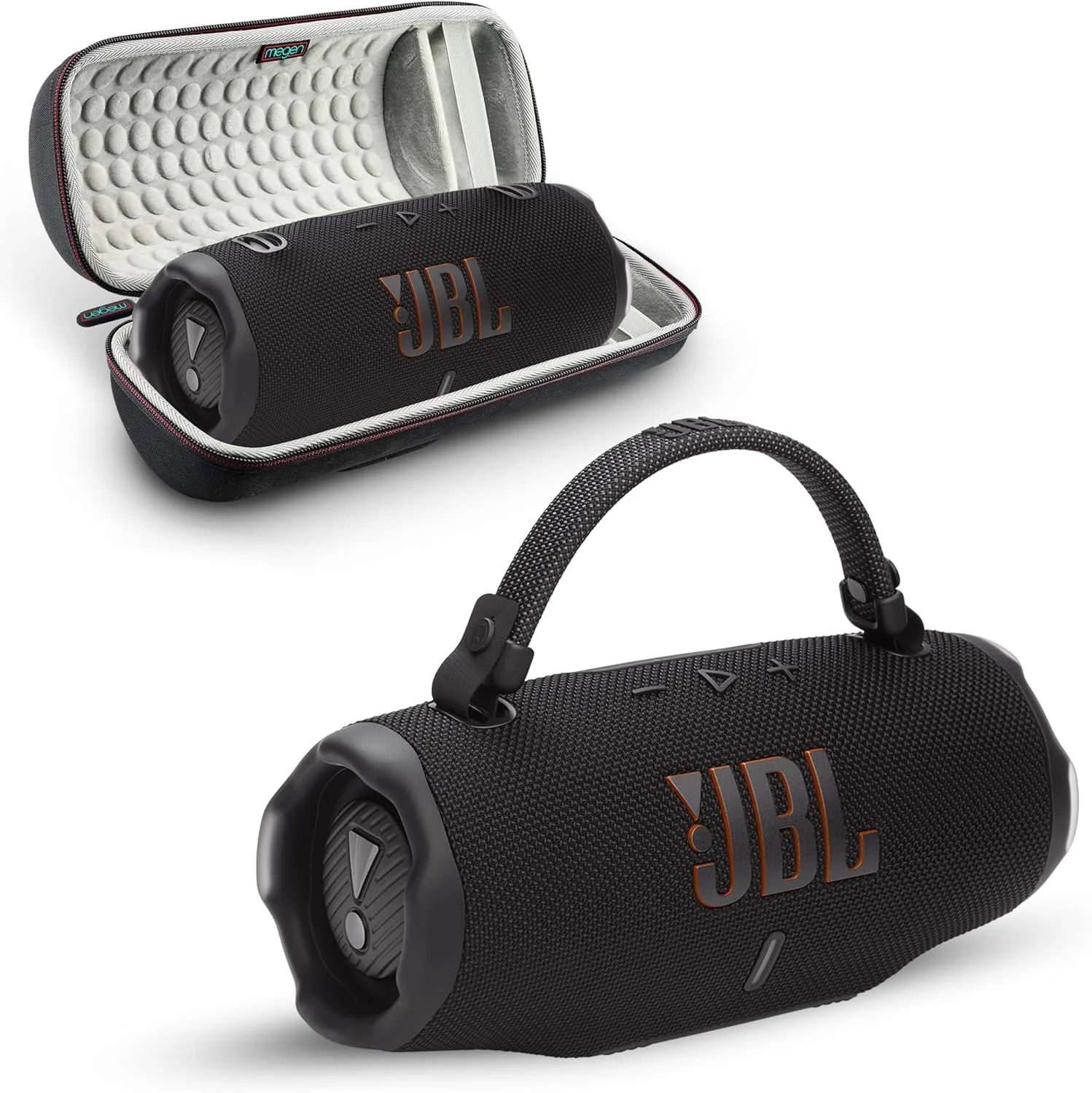 اسپیکر بلوتوث قابل حمل Charge 6 | ضد آب، ضد گرد و غبار و ضد ضربه IP68، صوتی بی سیم در فضای باز | 28 ساعت پخش با کیف محافظ هارد شل Megen (مشکی) اسپیکر بلوتوث قابل حمل Charge 6 | ضد آب، ضد گرد و غبار و ضد ضربه IP68، صوتی بی سیم در فضای باز | 28 ساعت پخش با کیف محافظ هارد شل Megen (مشکی)